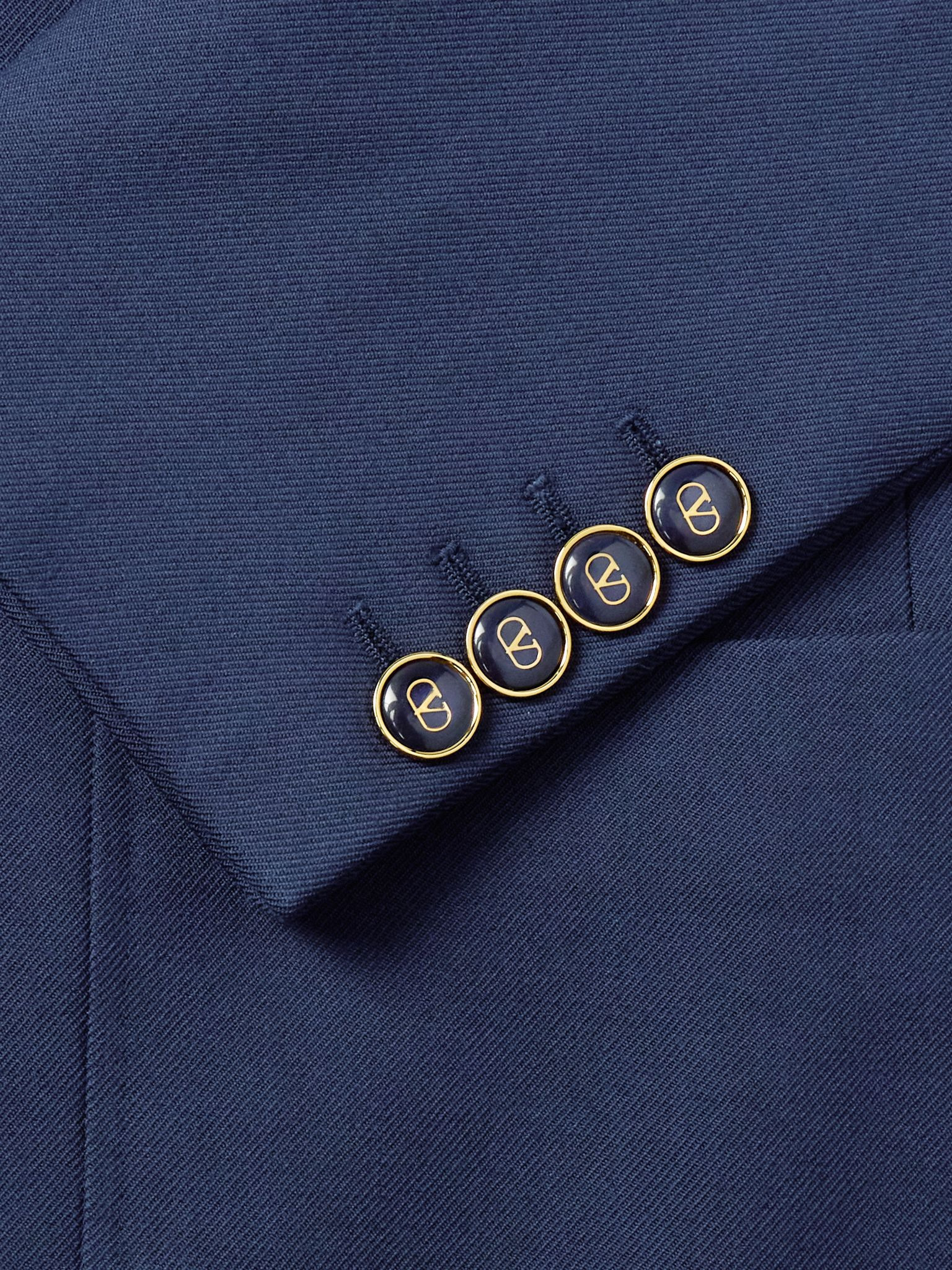 Slim-Fit Wool-Gabardine Blazer Blue - 5