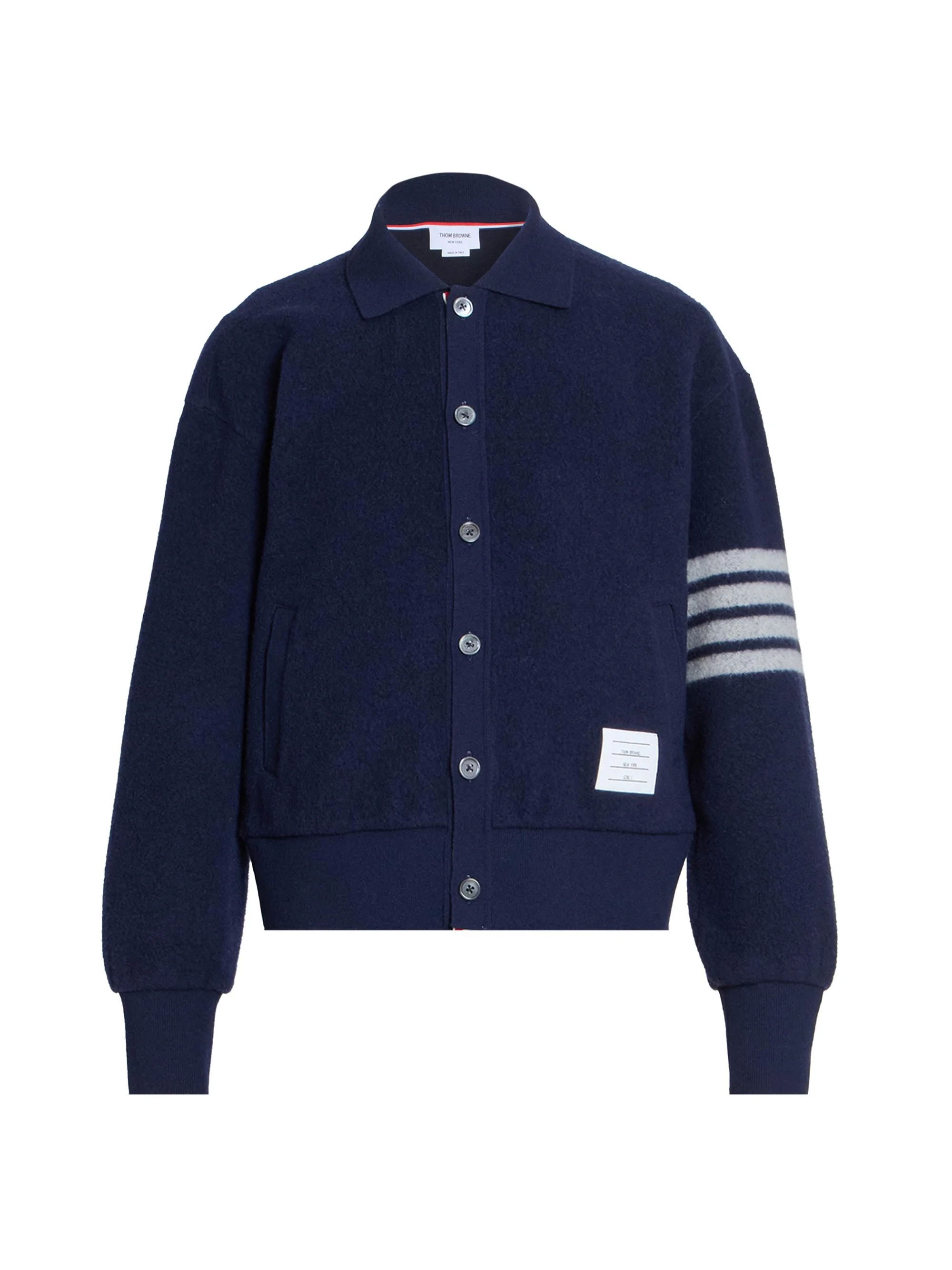 Men's Wool Fleece Collared Jacket - Navy - 1