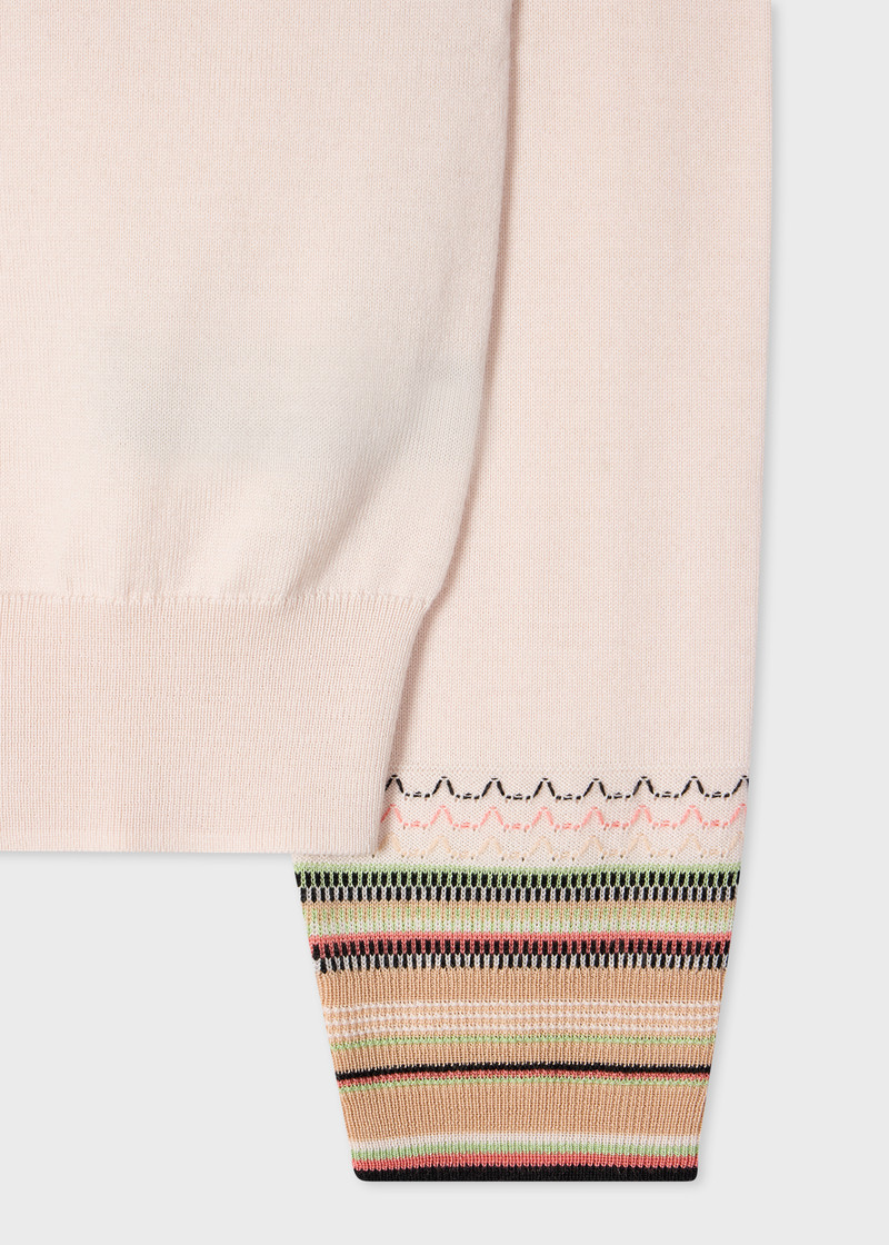 Paul Smith Women's Ecru Knitted Cardigan with Striped Cuffs outlook