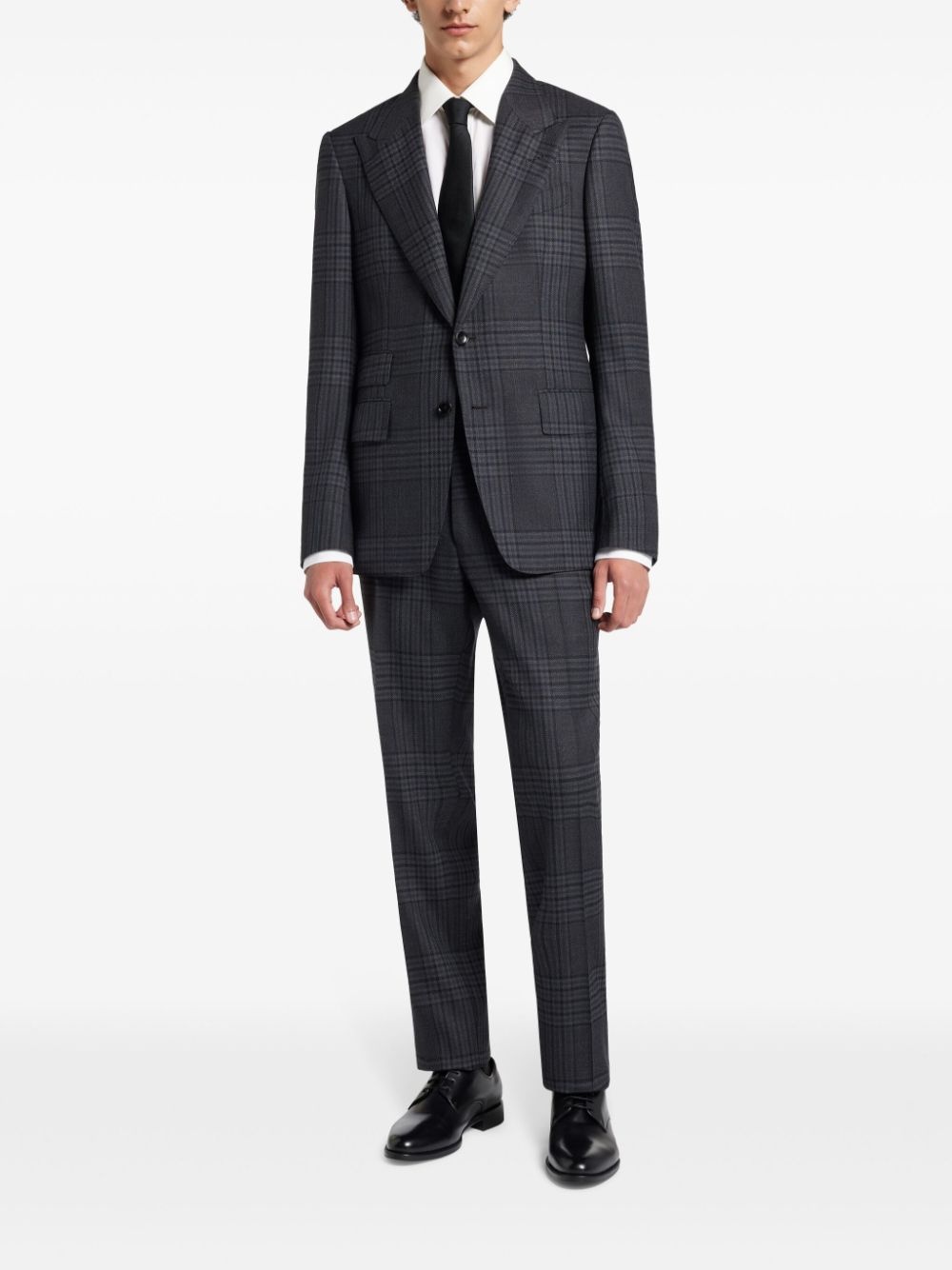 check-pattern single-breasted suit - 3