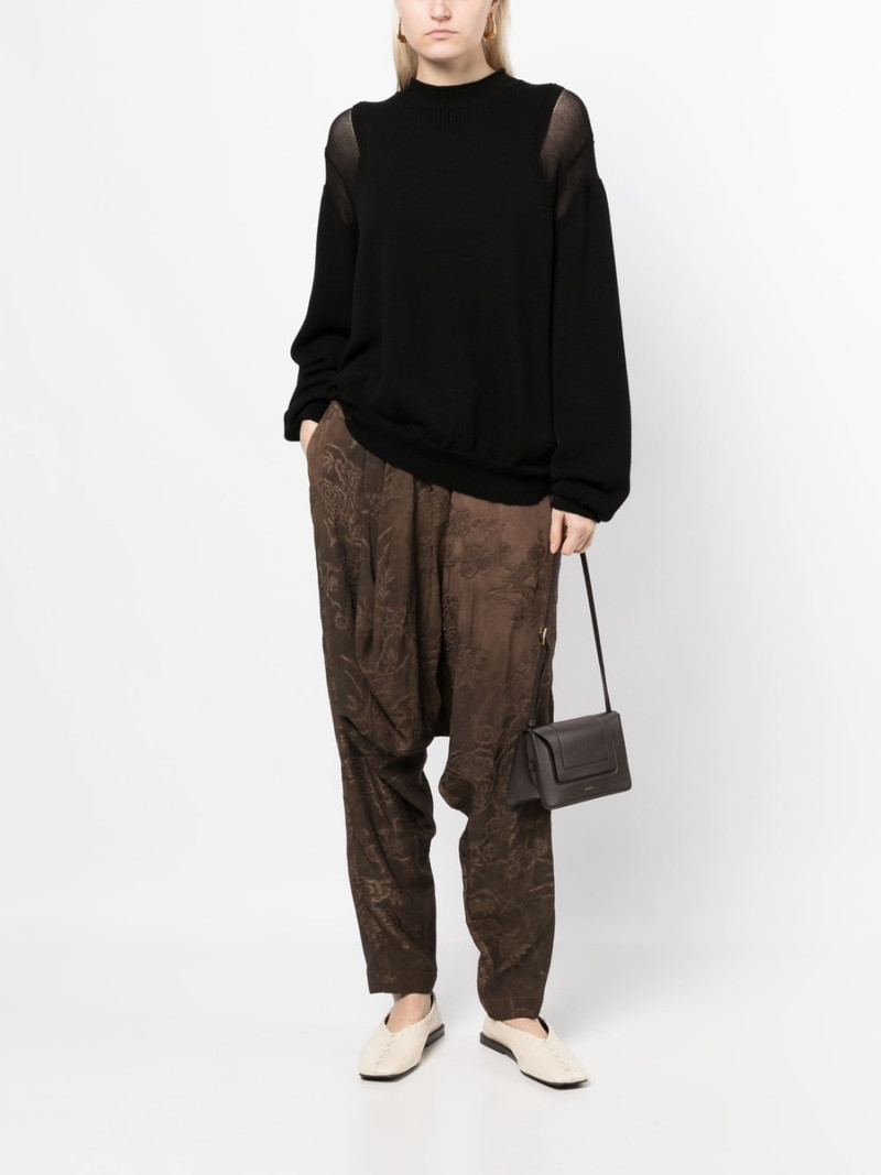 UMA WANG floral-embroidered drop-crotch trousers outlook