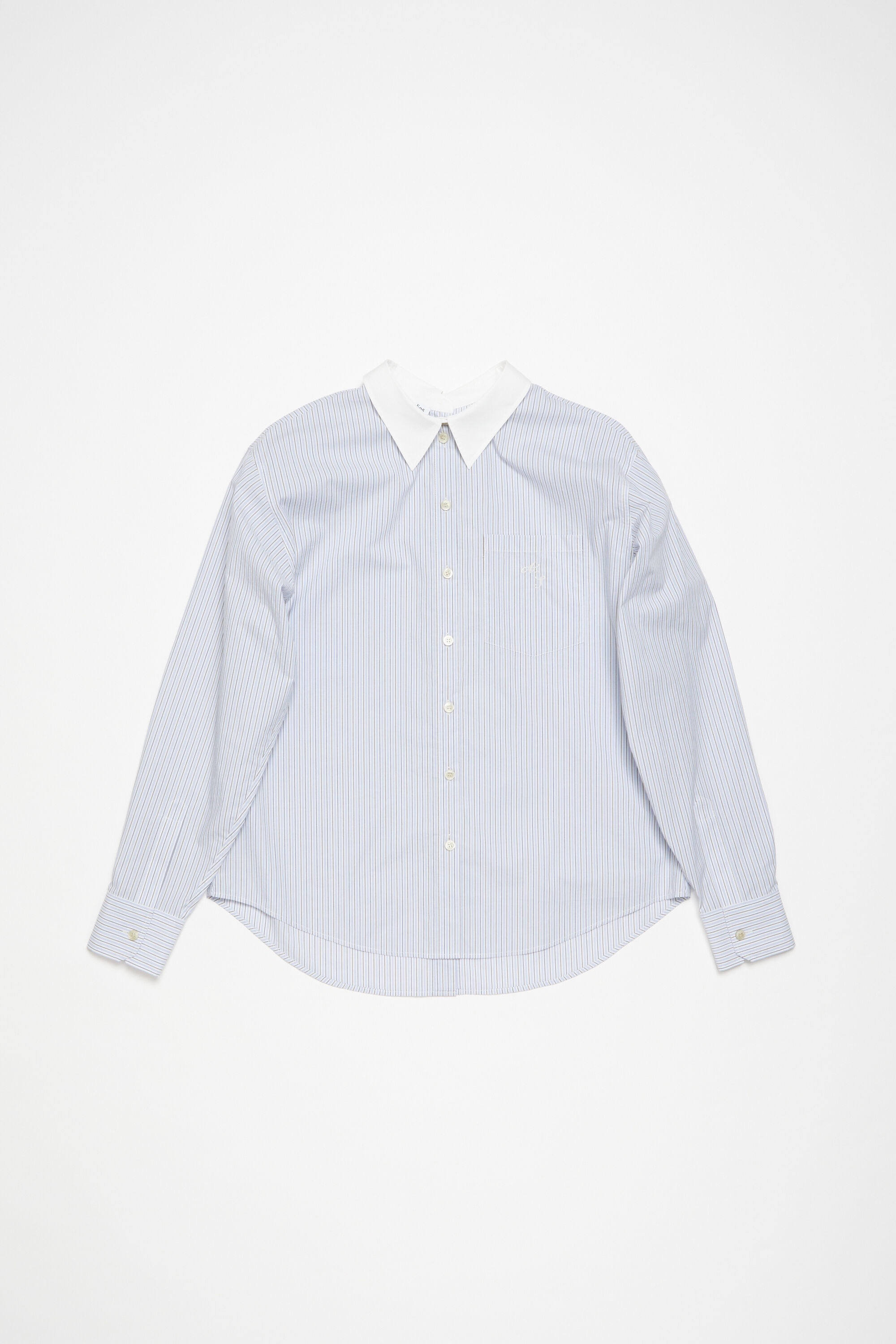 Stripe button-up shirt - Dusty blue/cold brown - 6