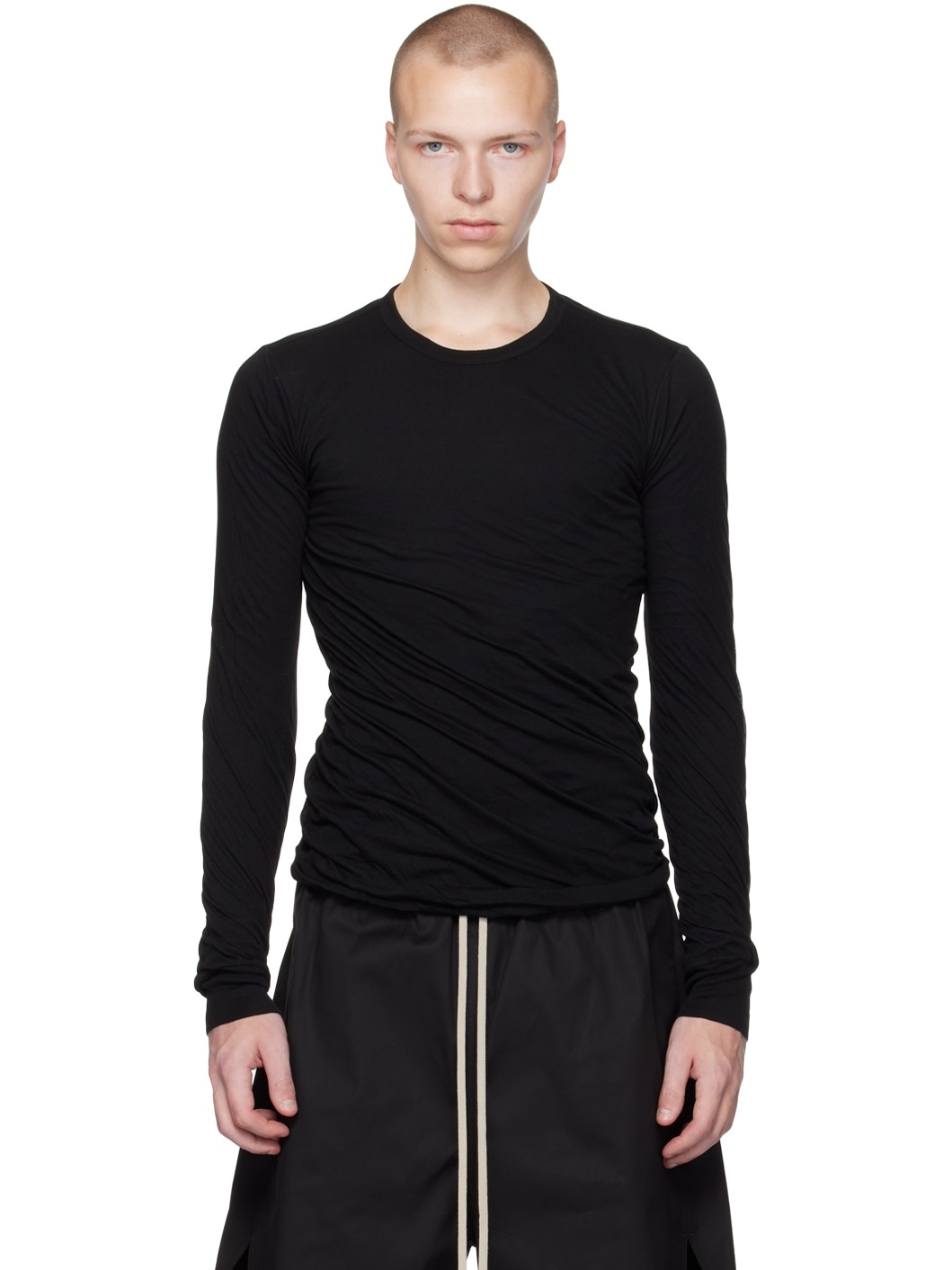 Black Rib Long Sleeve T-Shirt - 1