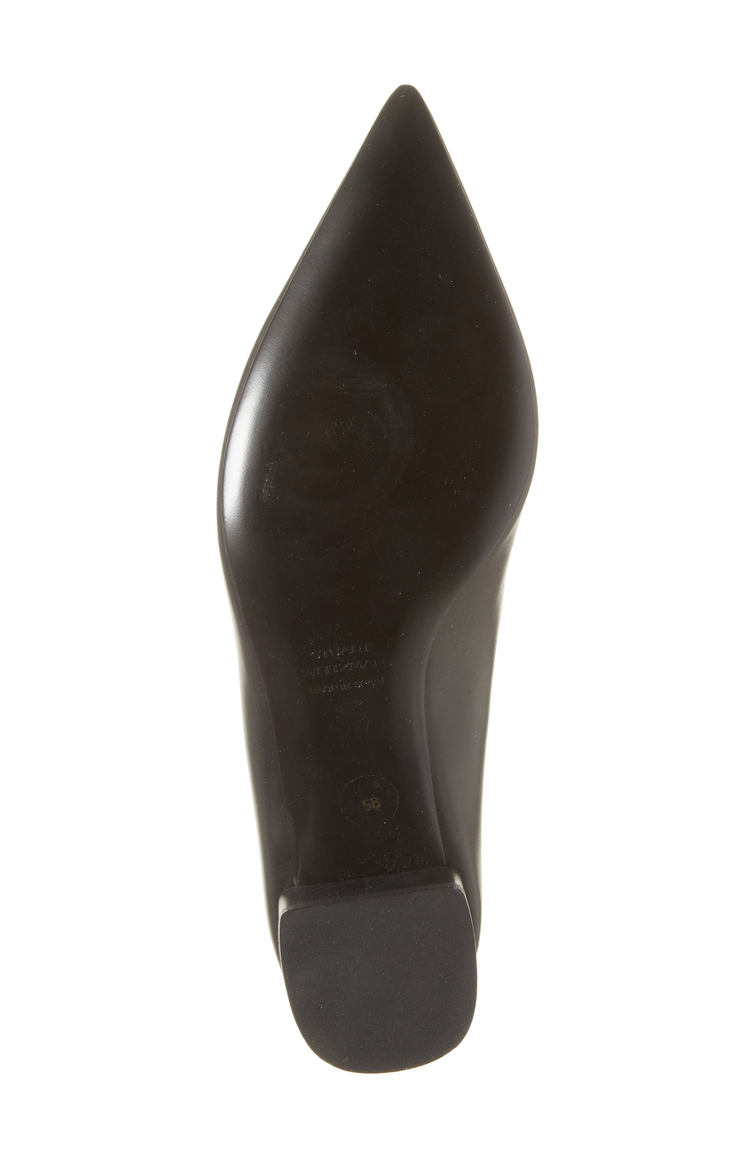 Stuart Weitzman Stuart Power 50 Block Heel Pump in Black Smooth Calf at Nordstrom - 6