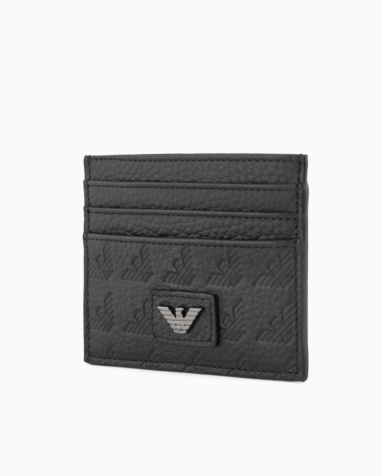 LEATHER CARD HOLDER WITH ALL-OVER EMBOSSED EAGLE - 3