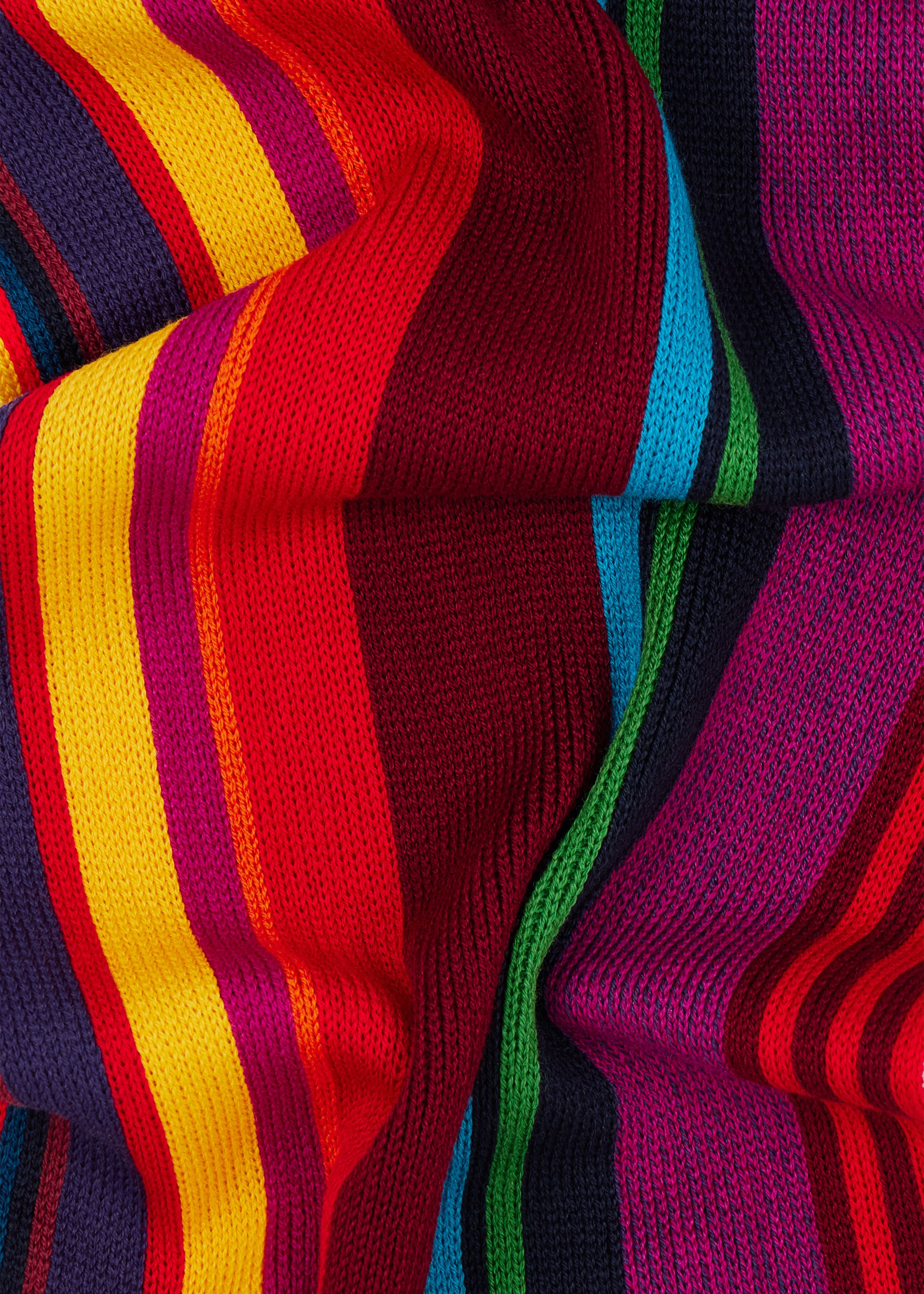 Red Merino Wool Twisted Stripe Scarf - 4