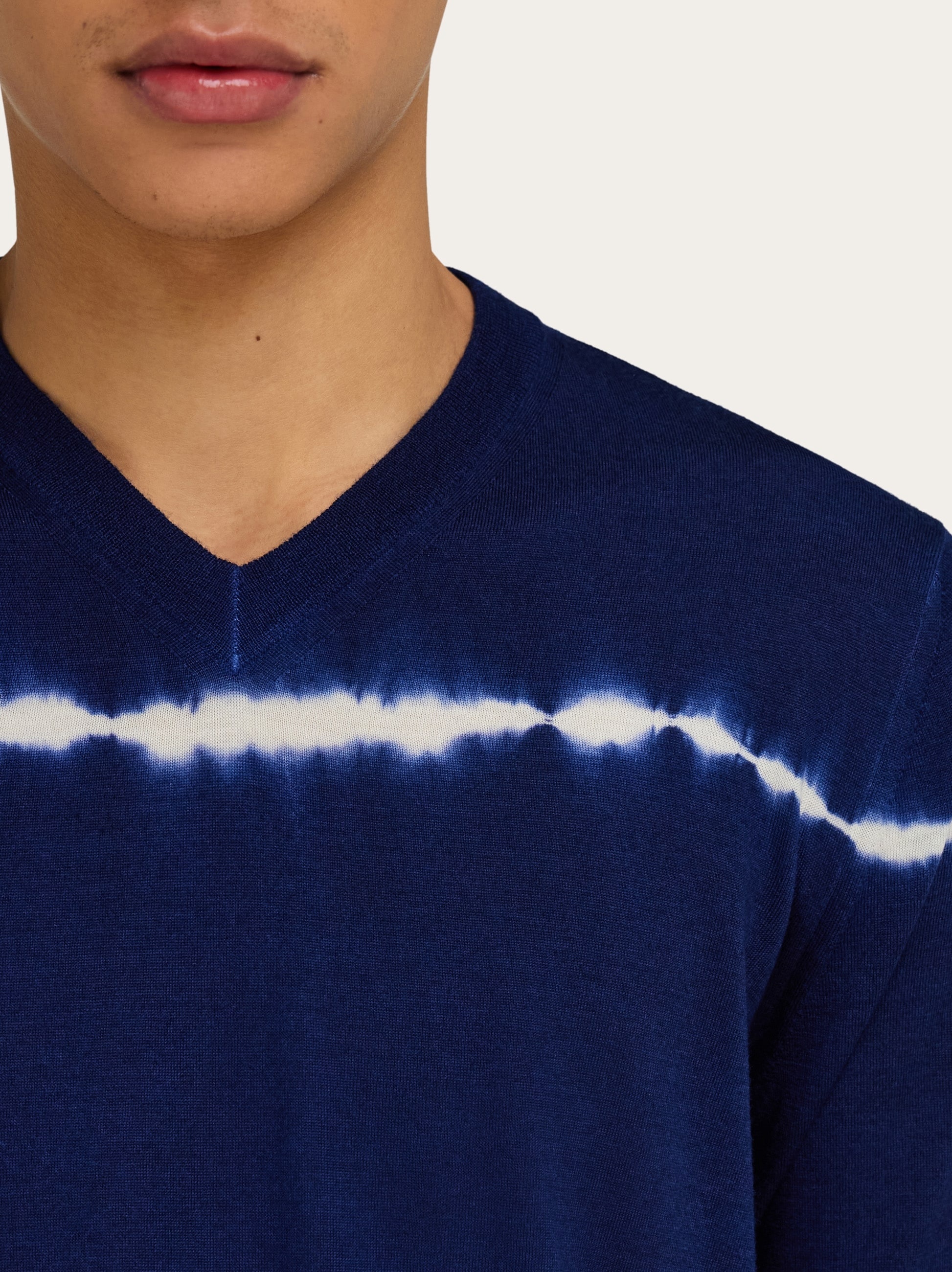 Tie dye wool V-neck pullover - 4