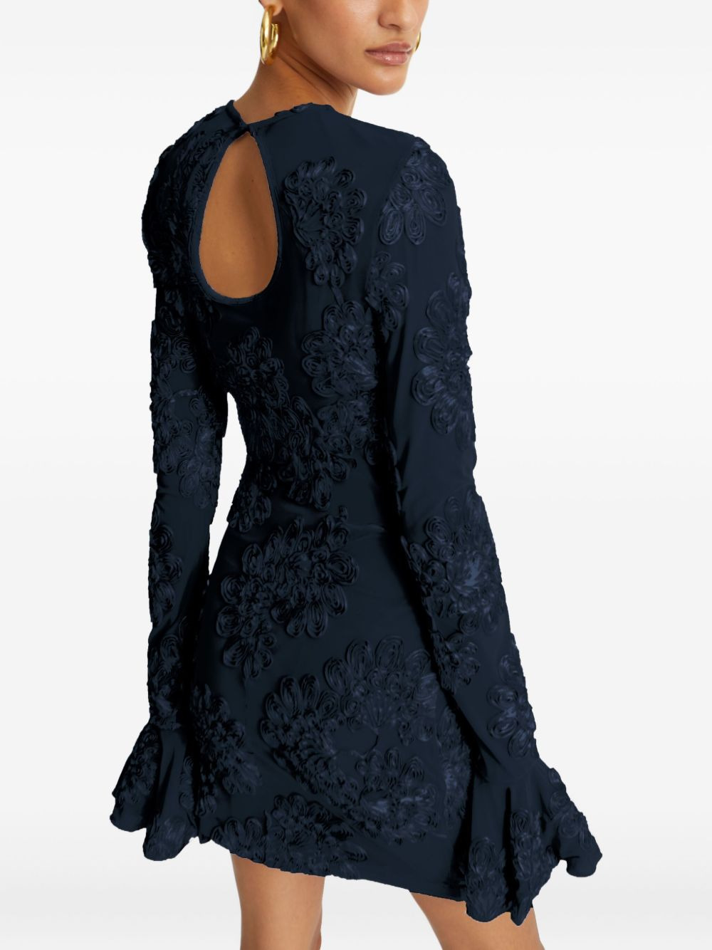 3D floral mesh mini dress - 4
