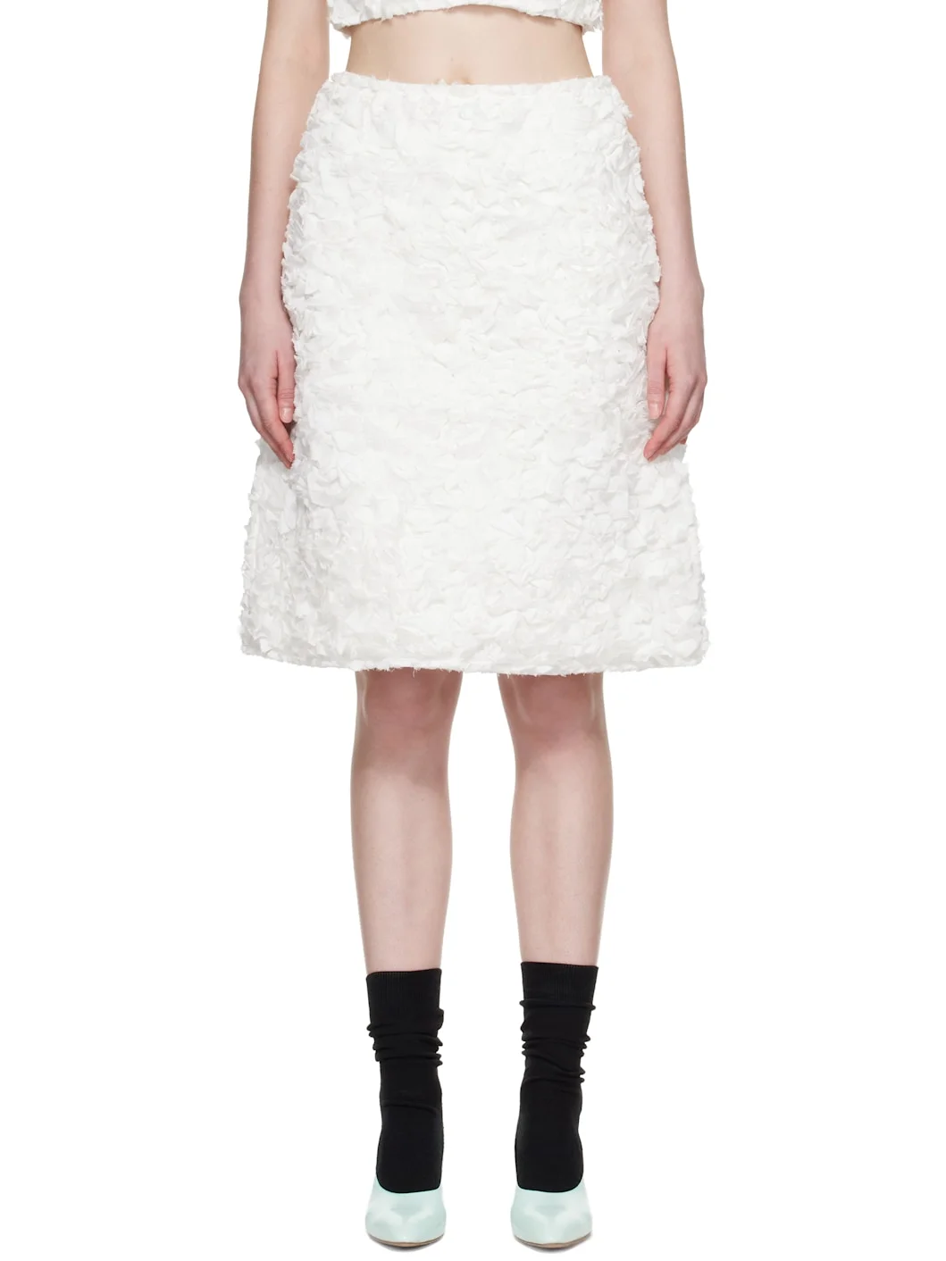 White A-Line Midi Skirt - 1