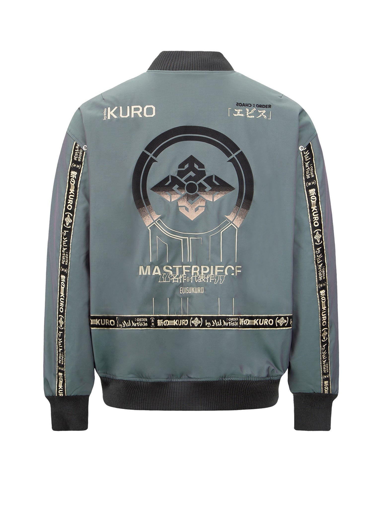 Gradient Kamon Embroidery Bomber Jacket - 12