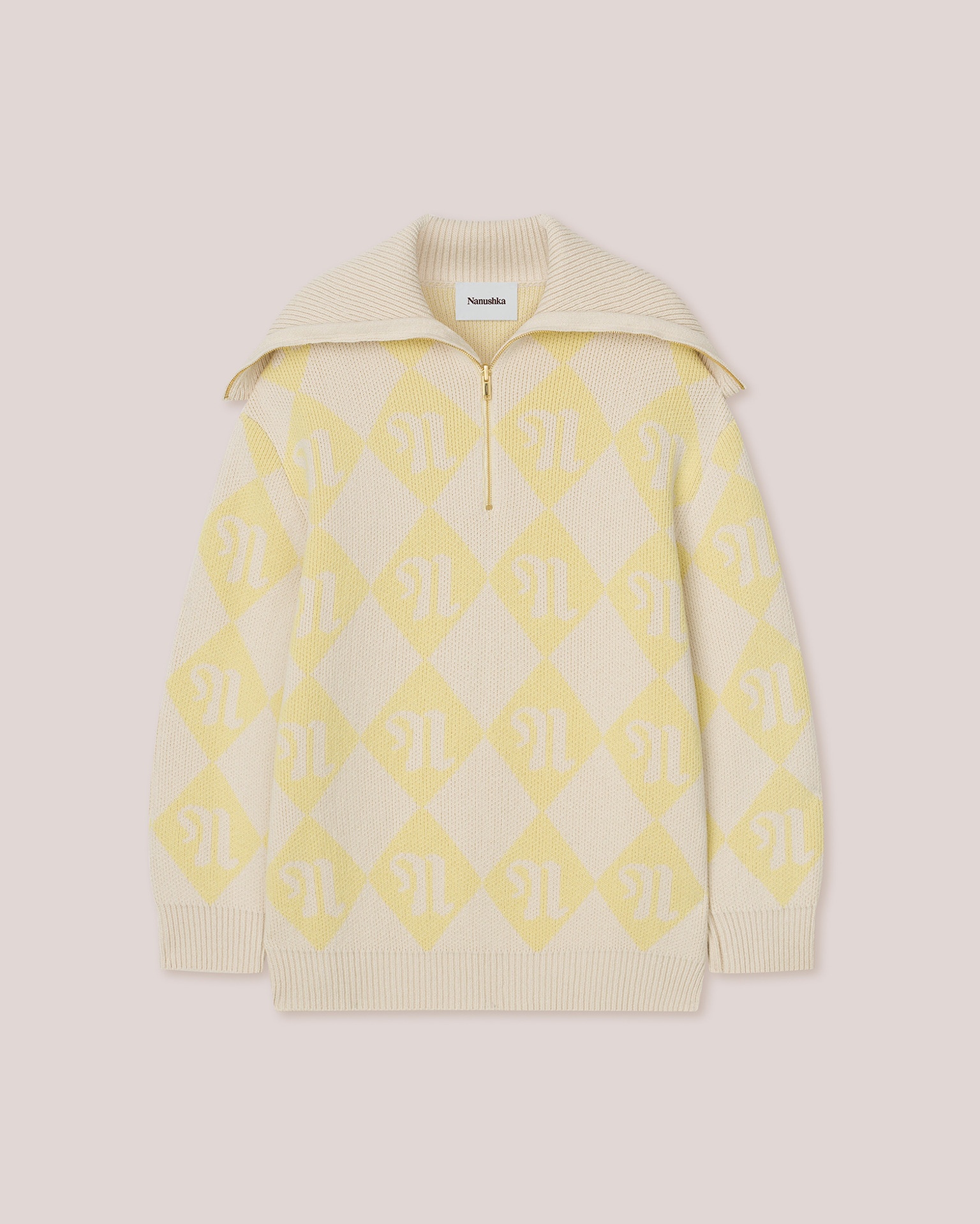 DYRA - Pilgrim collar oversized sweater - Creme/Yellow - 1