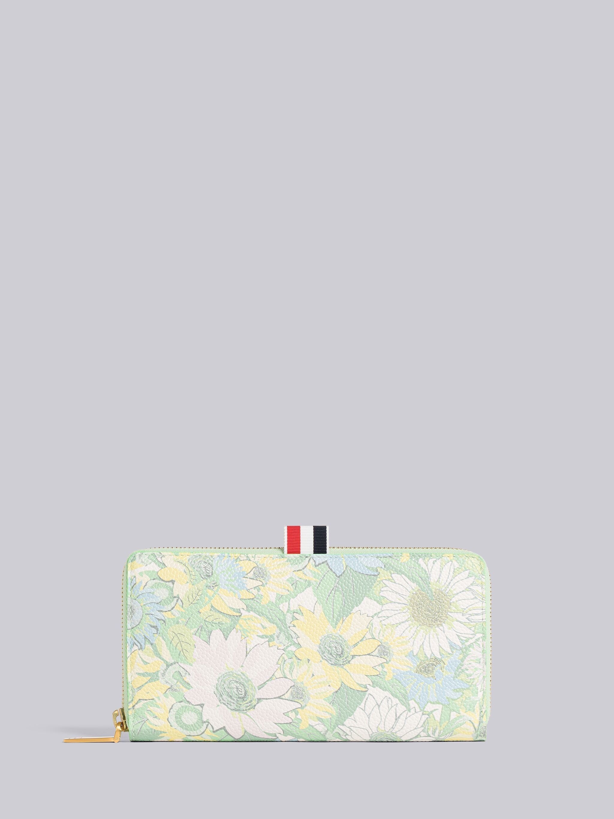 PEBBLE GRAIN LEATHER FLOWER ICON SLIM ZIPAROUND PURSE - 1
