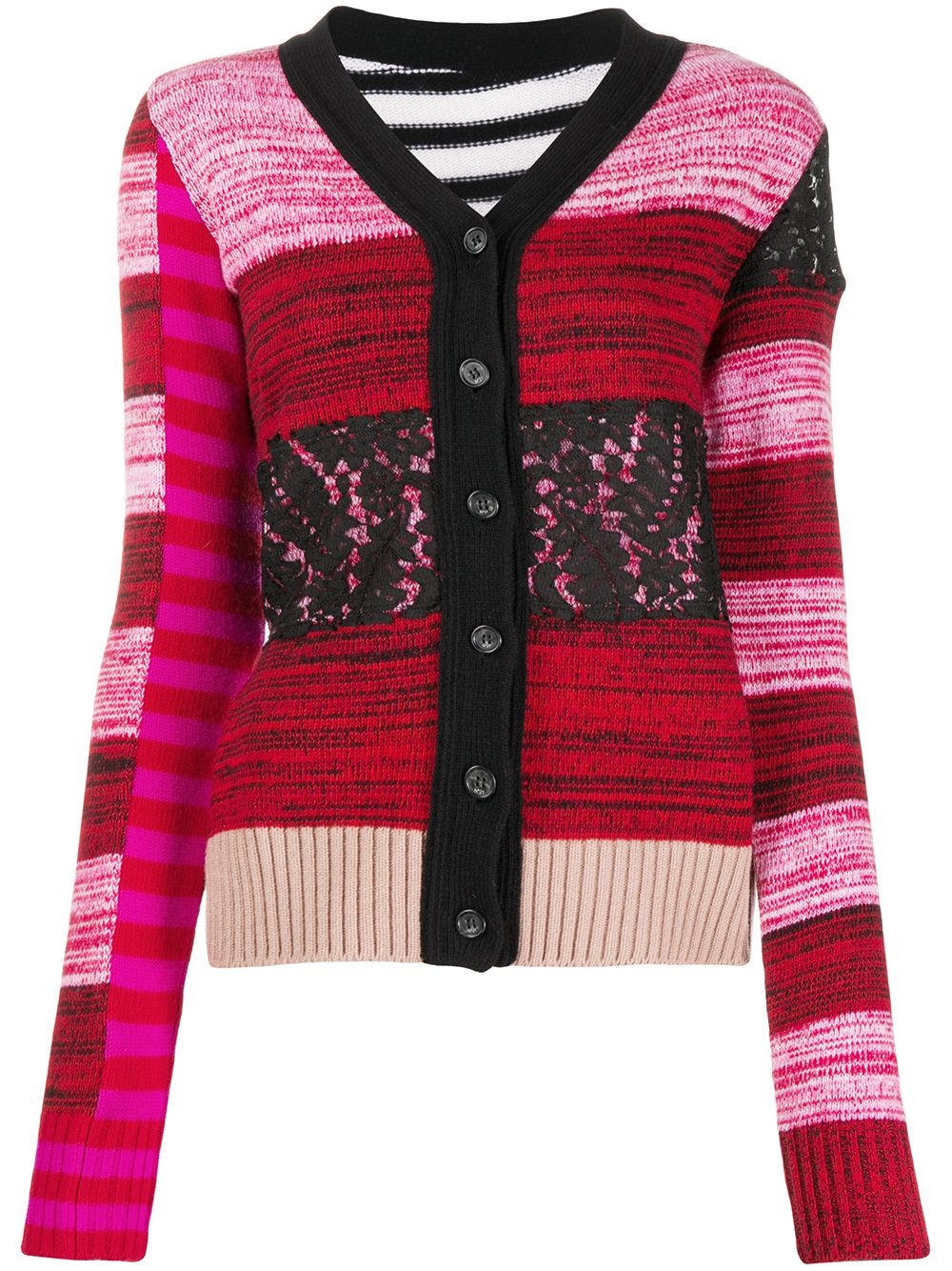 colour-block knitted cardigan - 1