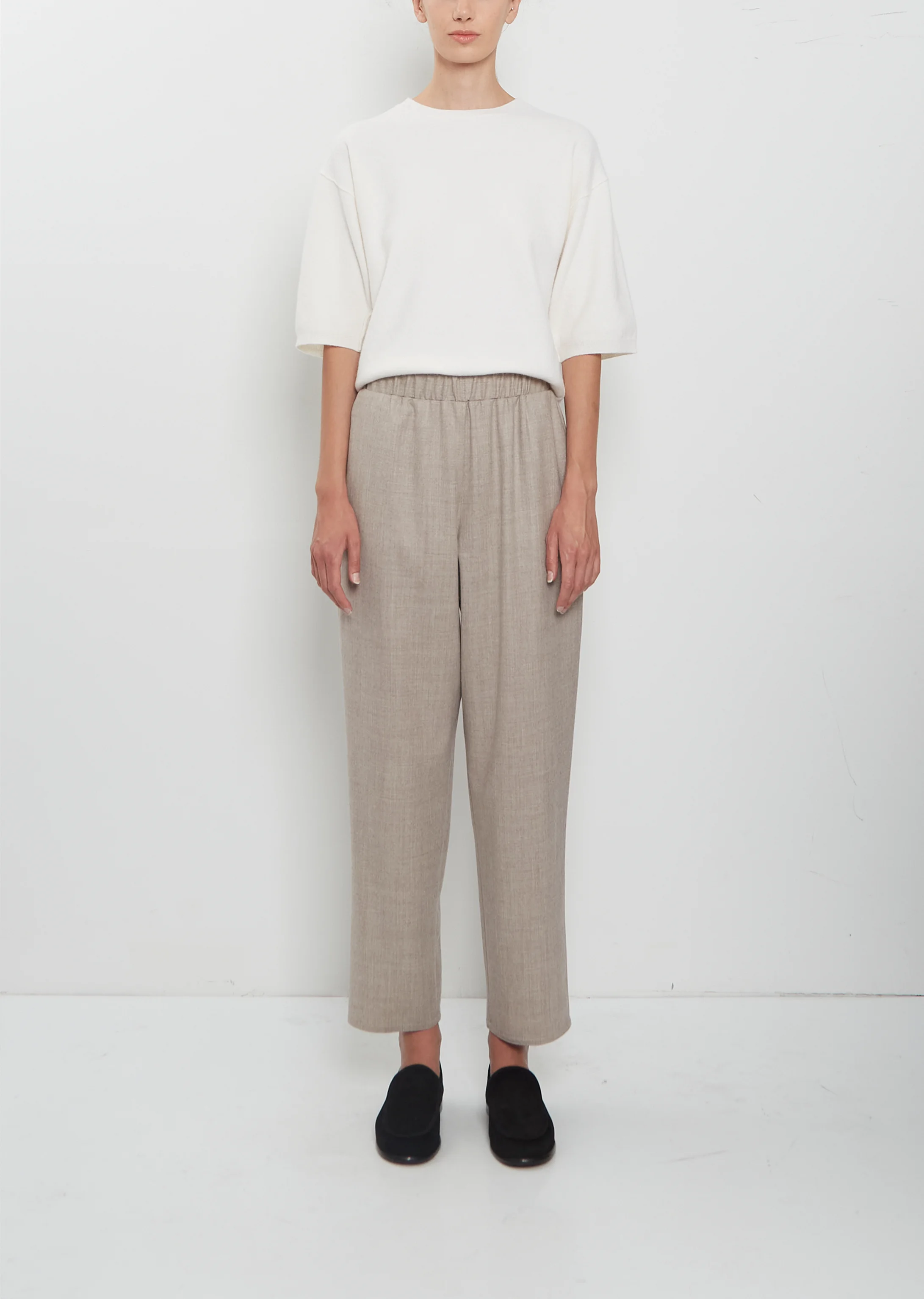 Wool Flannel Carrot Pants — Oatmeal - 1