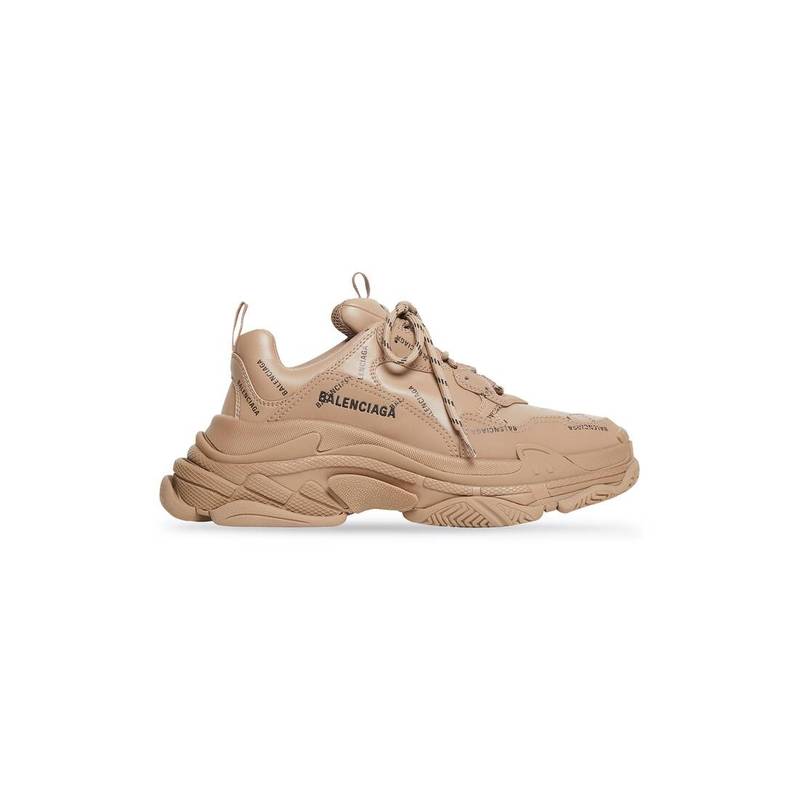 Men's Triple S Sneaker Allover Logo in Beige - 1