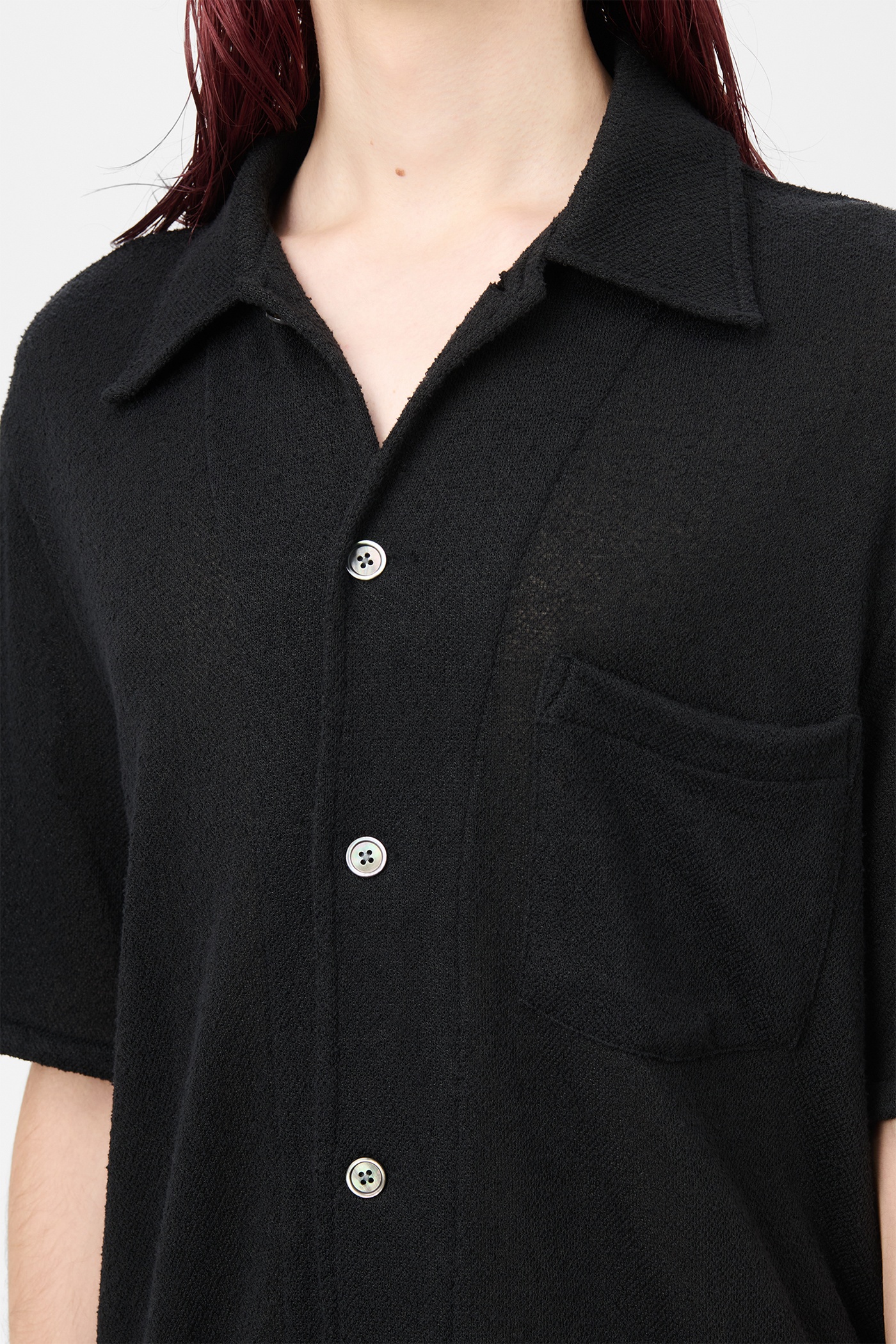 Box Shirt Shortsleeve Black Boucle - 4