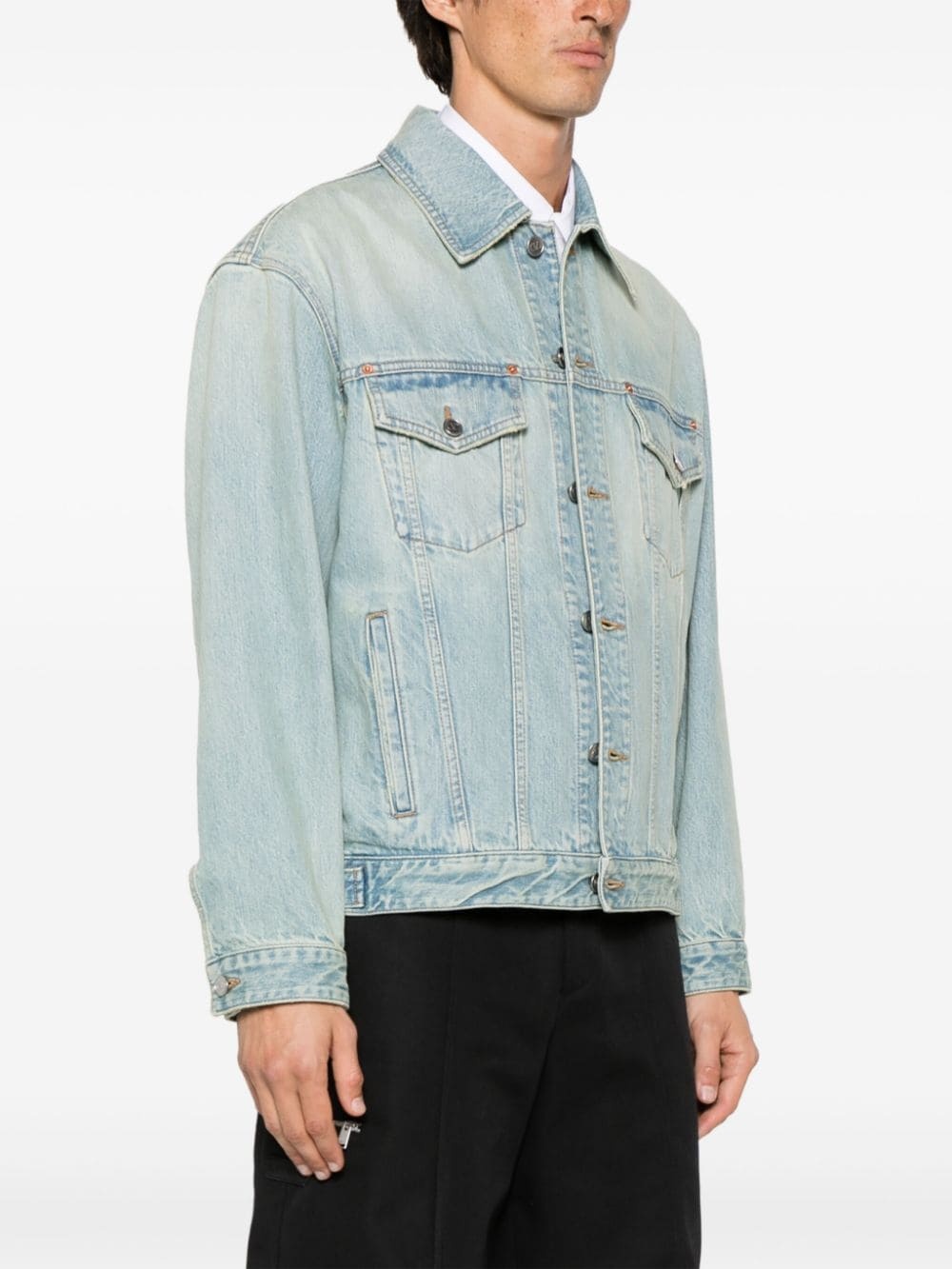 logo-embossed denim jacket - 3