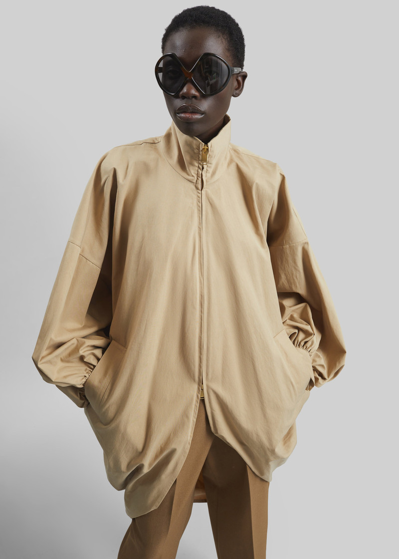 Darkpark Norma Draped Sleeves Bomber Jacket - Beige 5