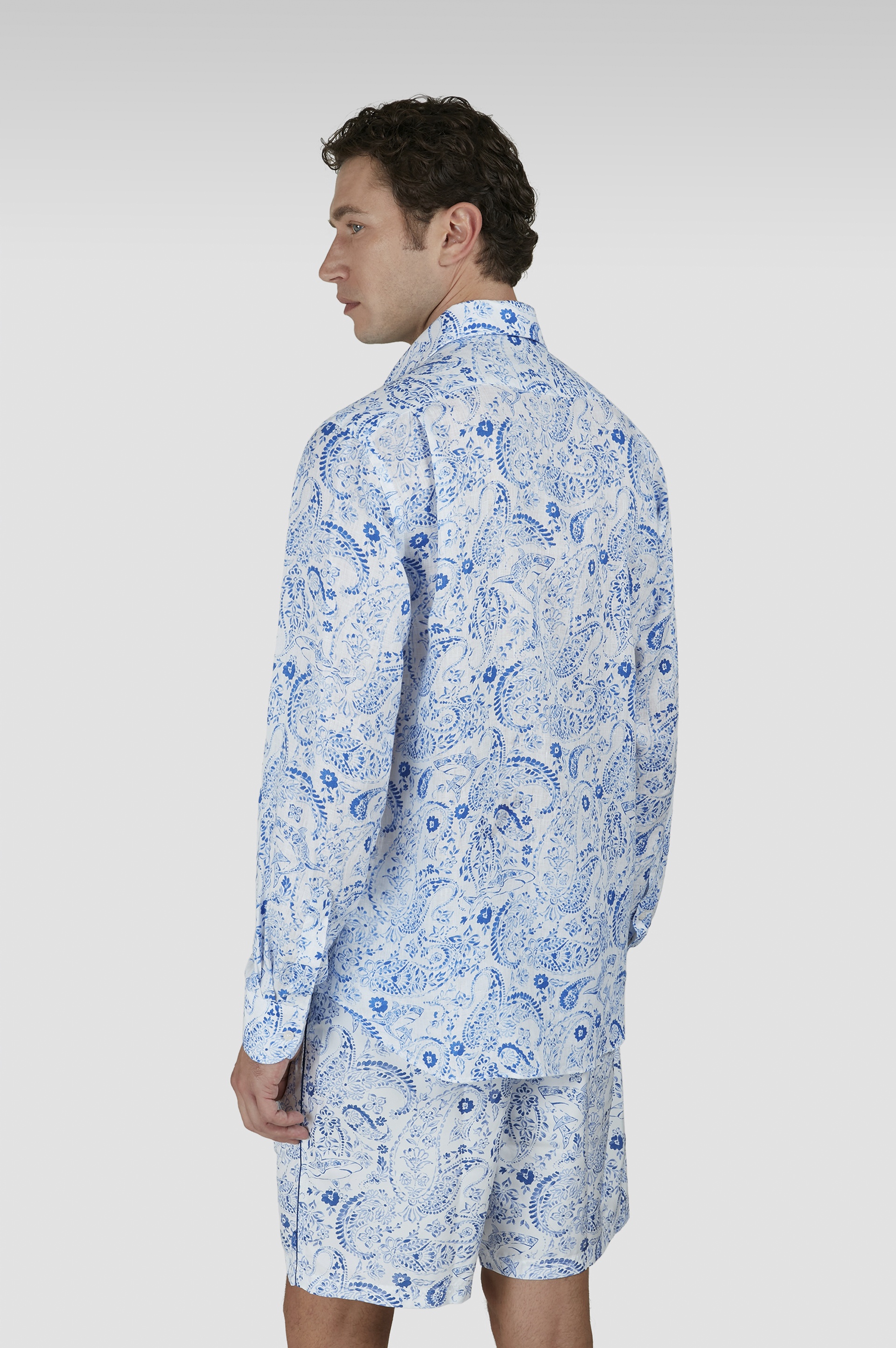 LINEN SHIRT WITH PAISLEY PRINT - 3