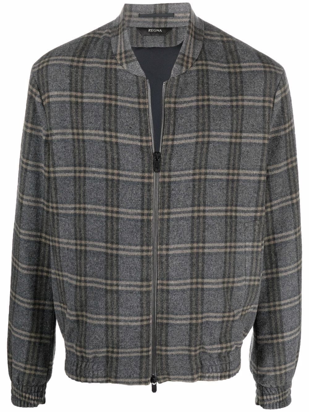 wool-blend checked bomber jacket - 1