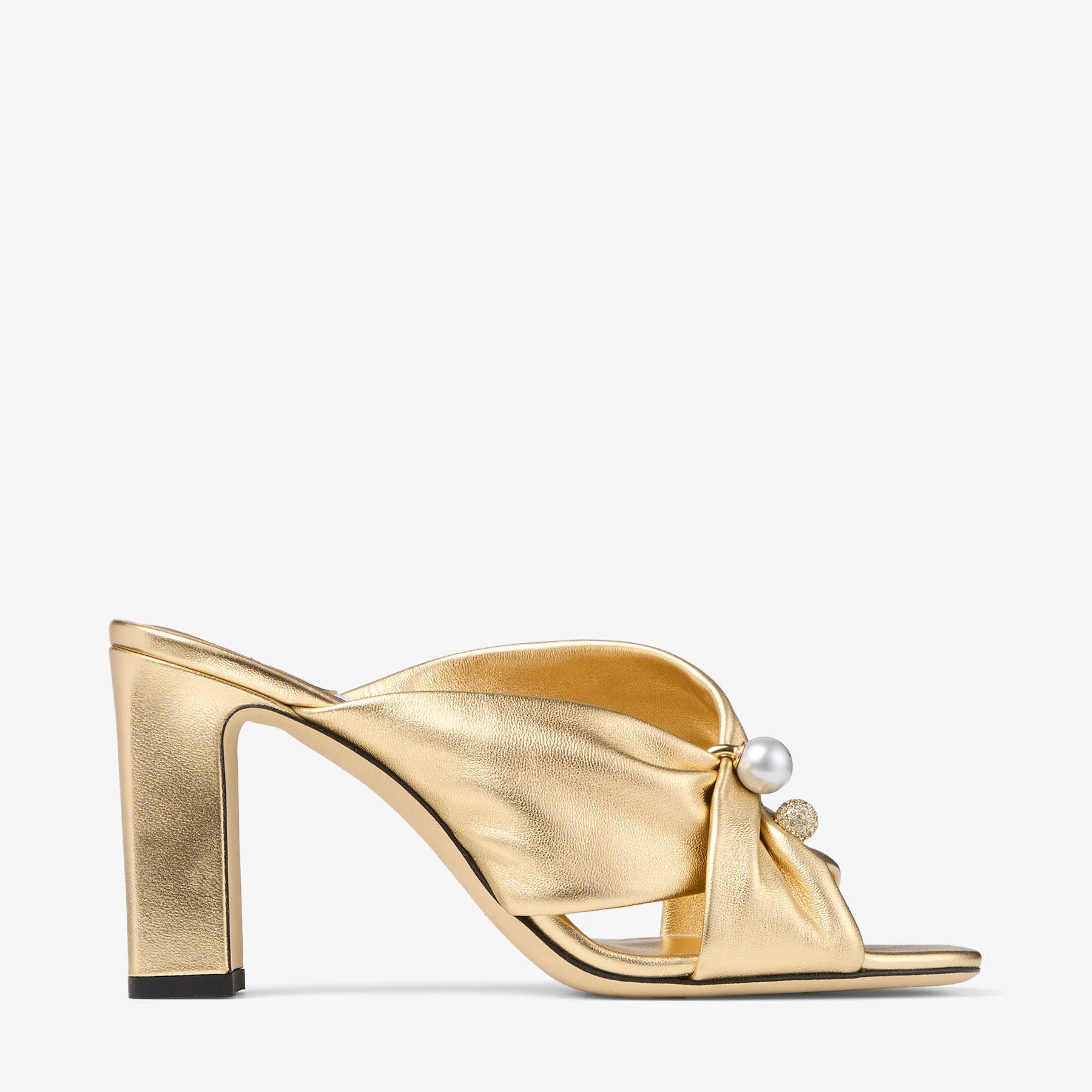 Rafi 85 Gold Metallic Nappa Leather Sandals - 1