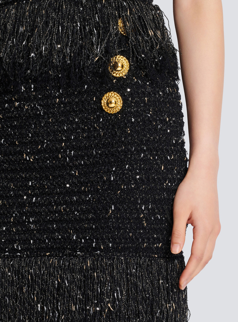 Fringed lurex tweed skirt 6