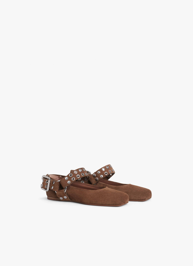 Alaïa BIKER BALLET FLATS IN SUEDE outlook