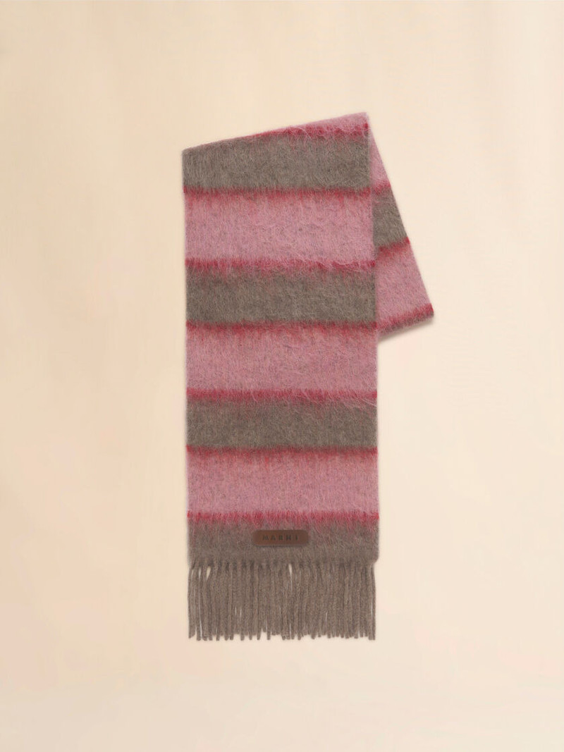 PINK WOOL-BLEND SCARF WITH STRIPED PATTERN 1