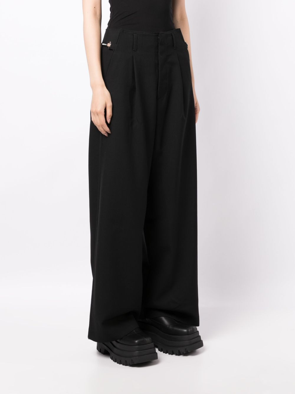 wide-leg wool trousers - 3