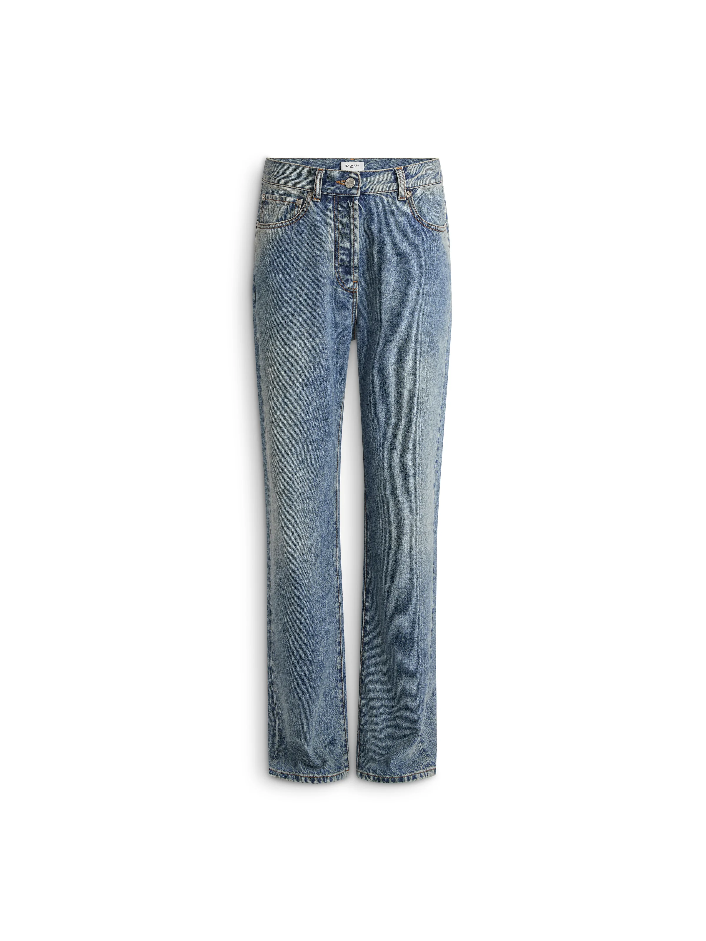 Straight-leg faded denim jeans - 1