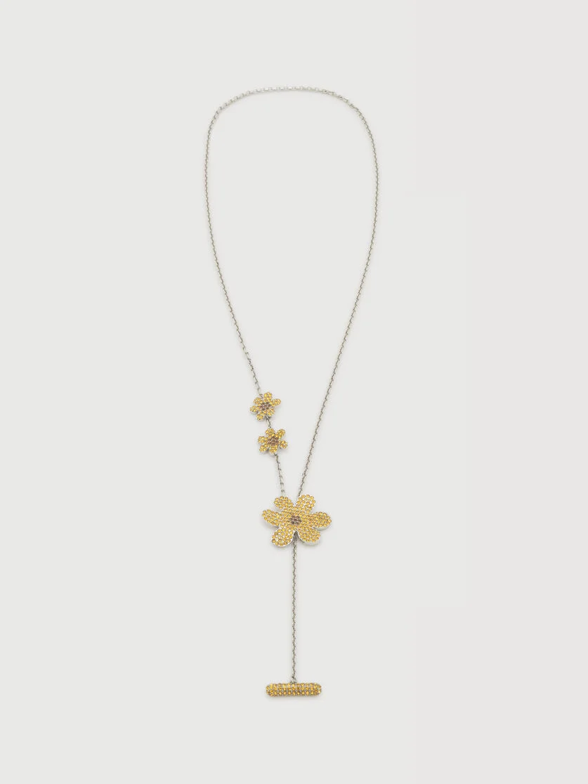 ORANGE RHINESTONE DAISY NECKLACE - 1