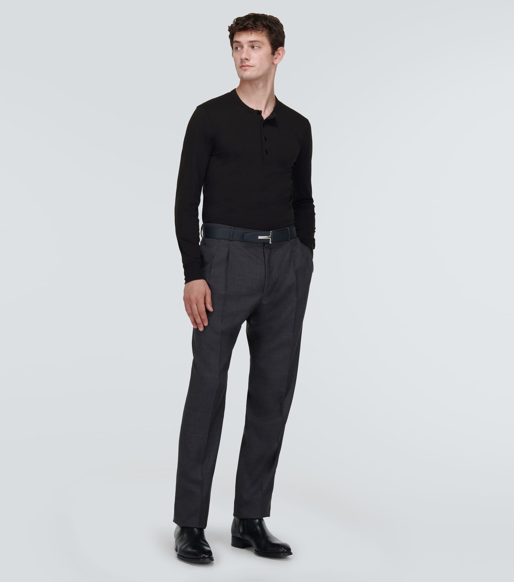 Lyocell and cotton Henley long-sleeved top - 2