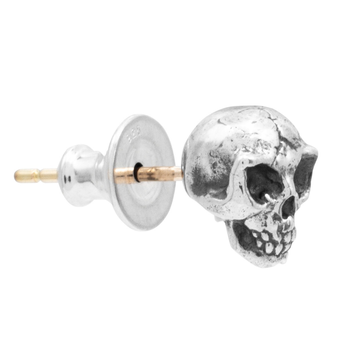Alien Skull Silver Stud Earring in Silver - 2