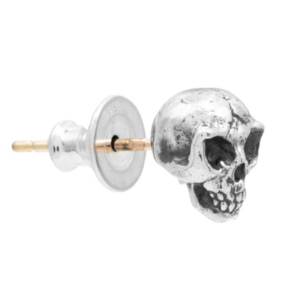 Yohji Yamamoto Alien Skull Silver Stud Earring in Silver outlook