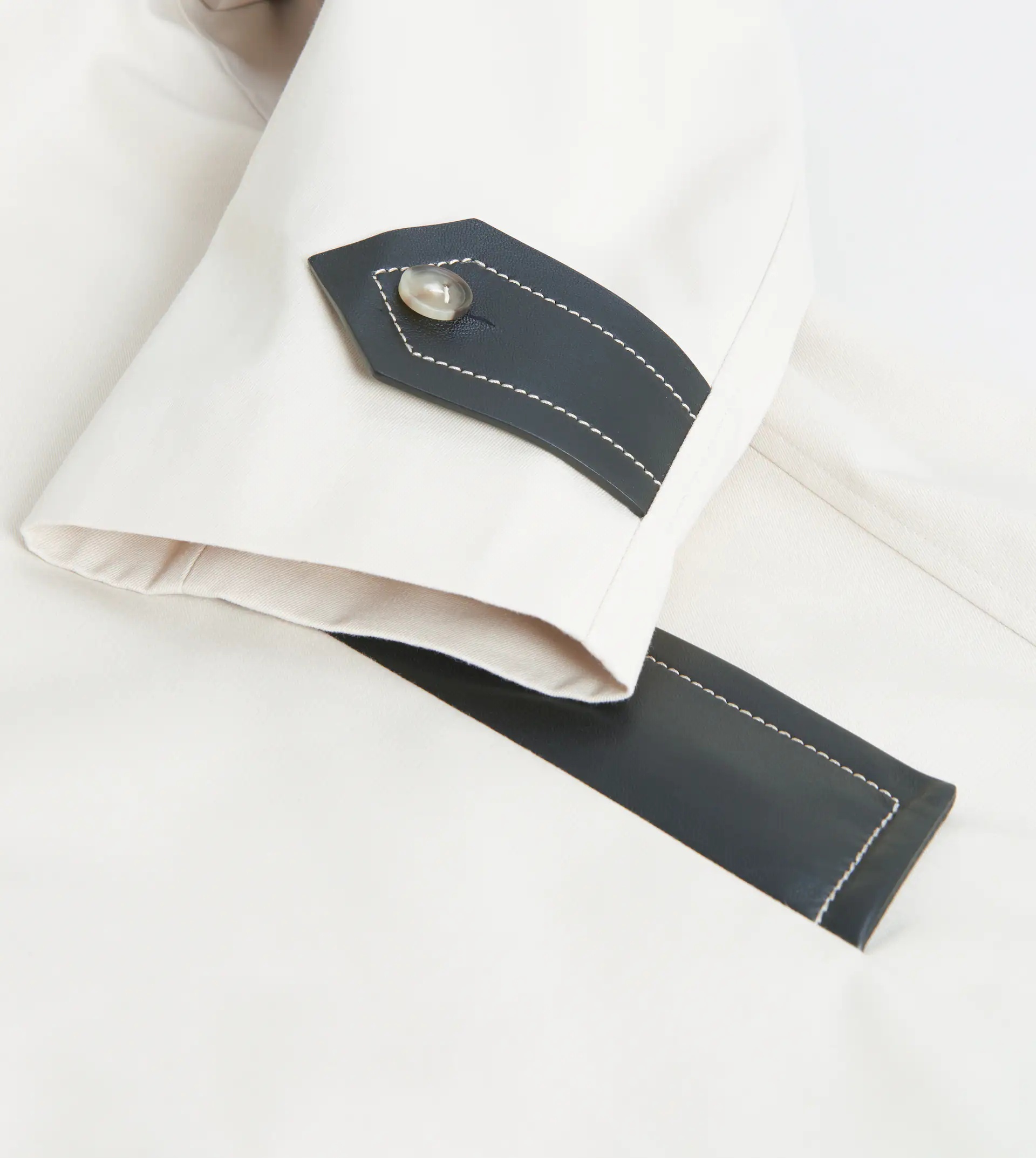 TRENCH COAT WITH LEATHER INSERTS - OFF WHITE - 3