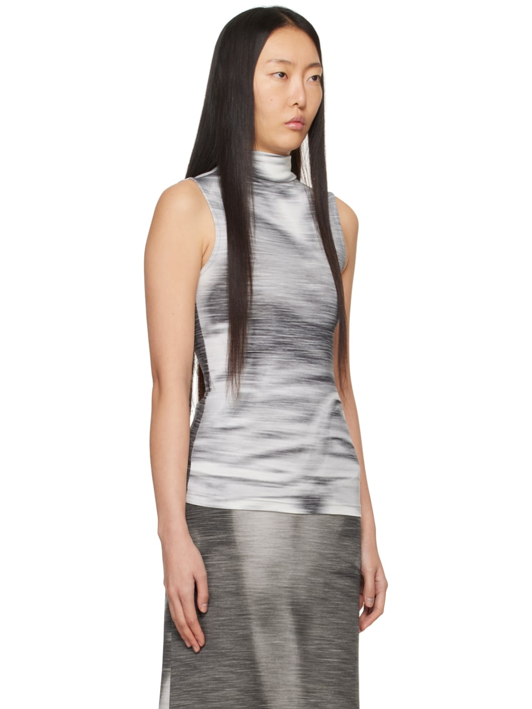 Gray Printed Tank Top - 2