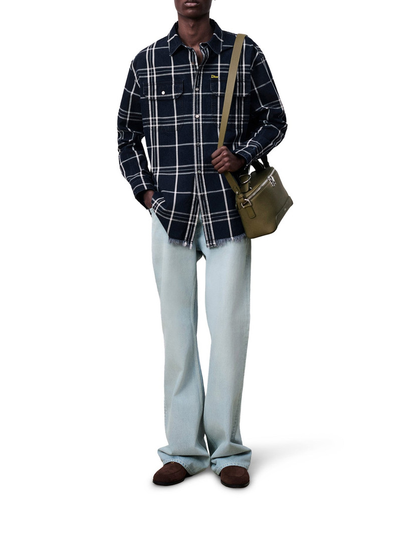 BLUE COTTON CHAMBRAY CHECKED SHIRT JACKET 1