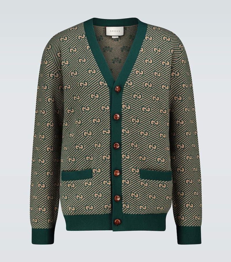GG stripe knitted cardigan - 1