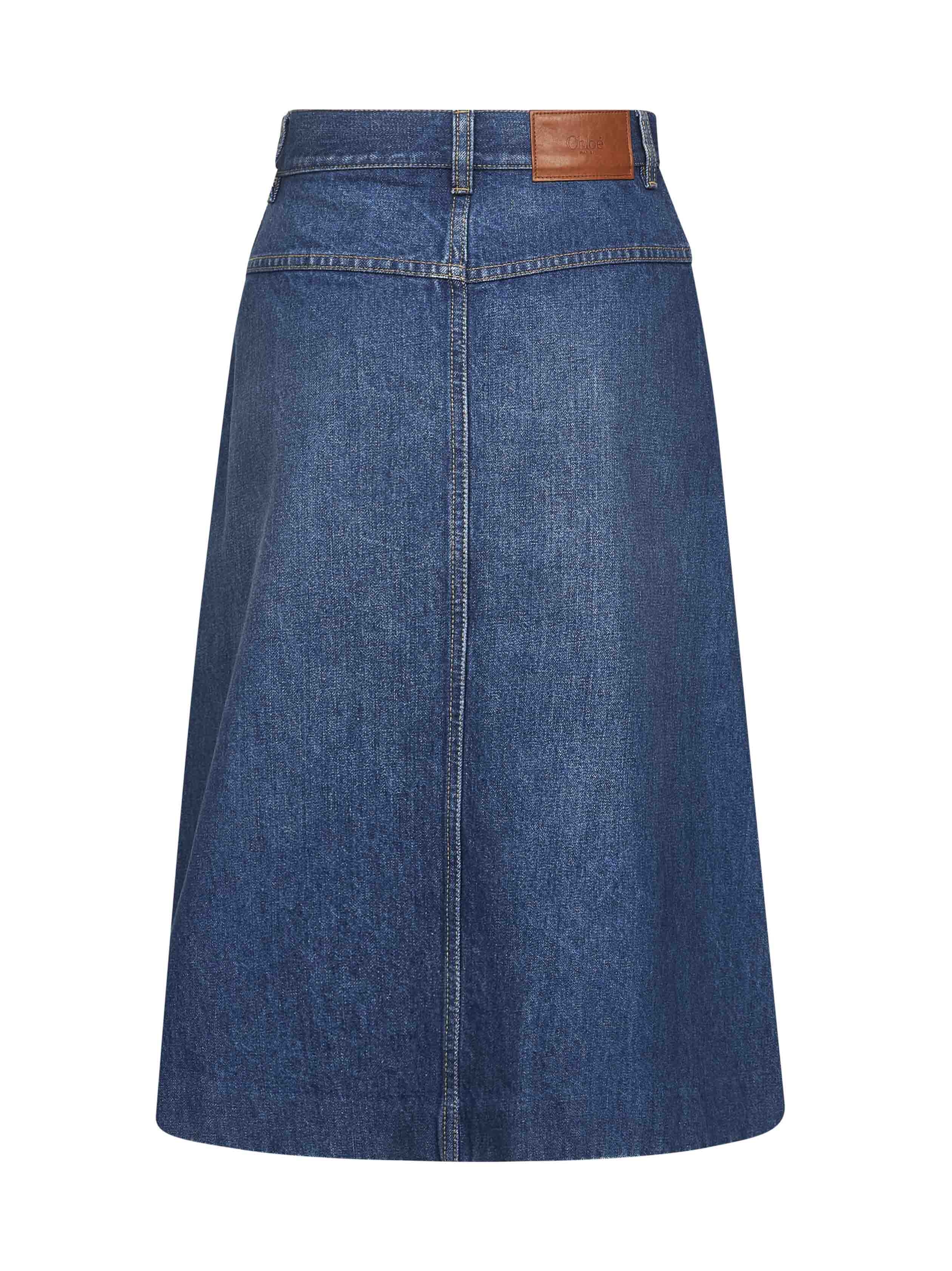 Blue denim knee length skirt - 2