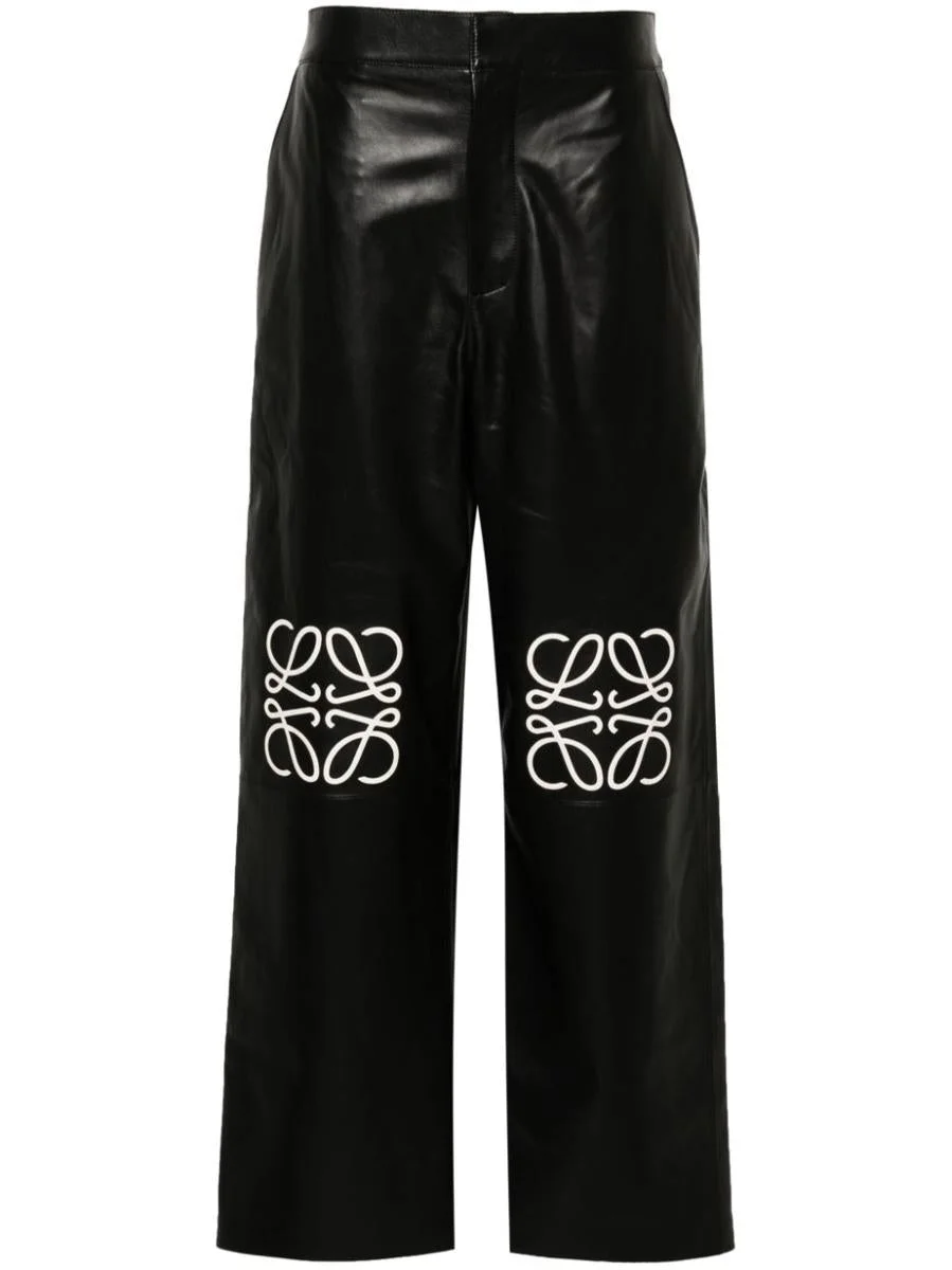 Loewe Anagram Baggy Leather Trousers - 1