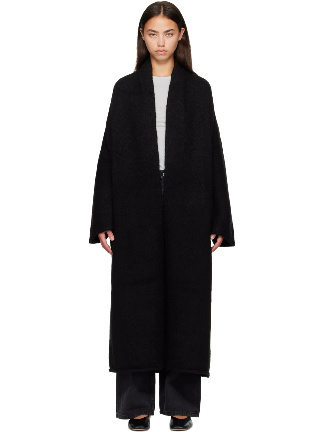 Black Long Shawl Cardigan - 1