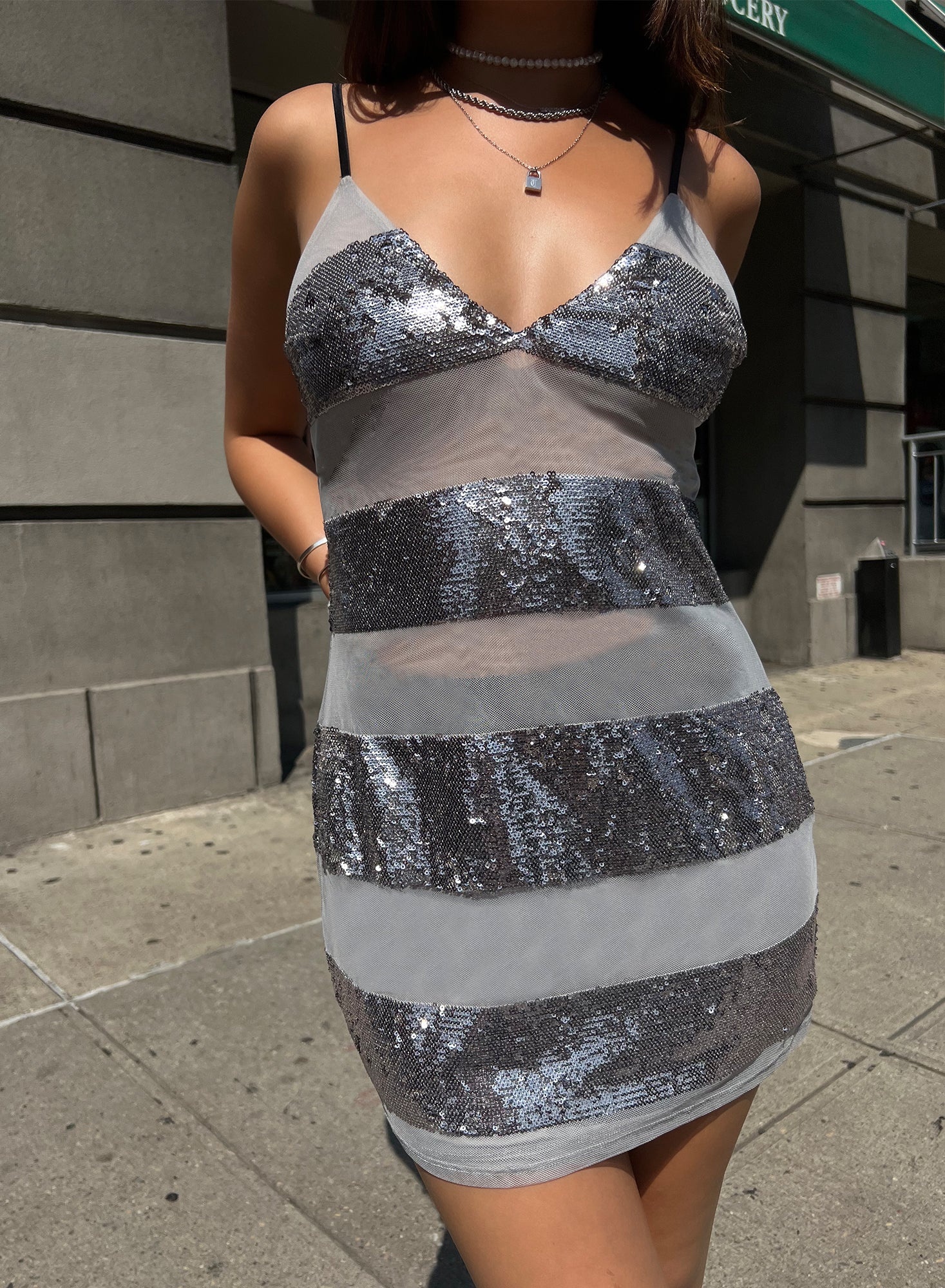 Sequin Stripe Mini Slip - 2