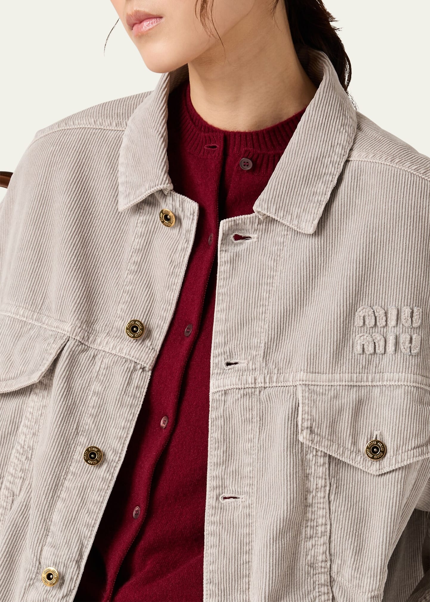 Oversized Velvet Button Down Jacket - 4