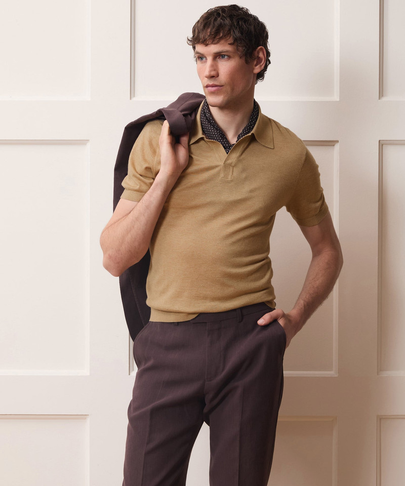 TODD SNYDER Silk-Cashmere Montauk Sweater Polo outlook