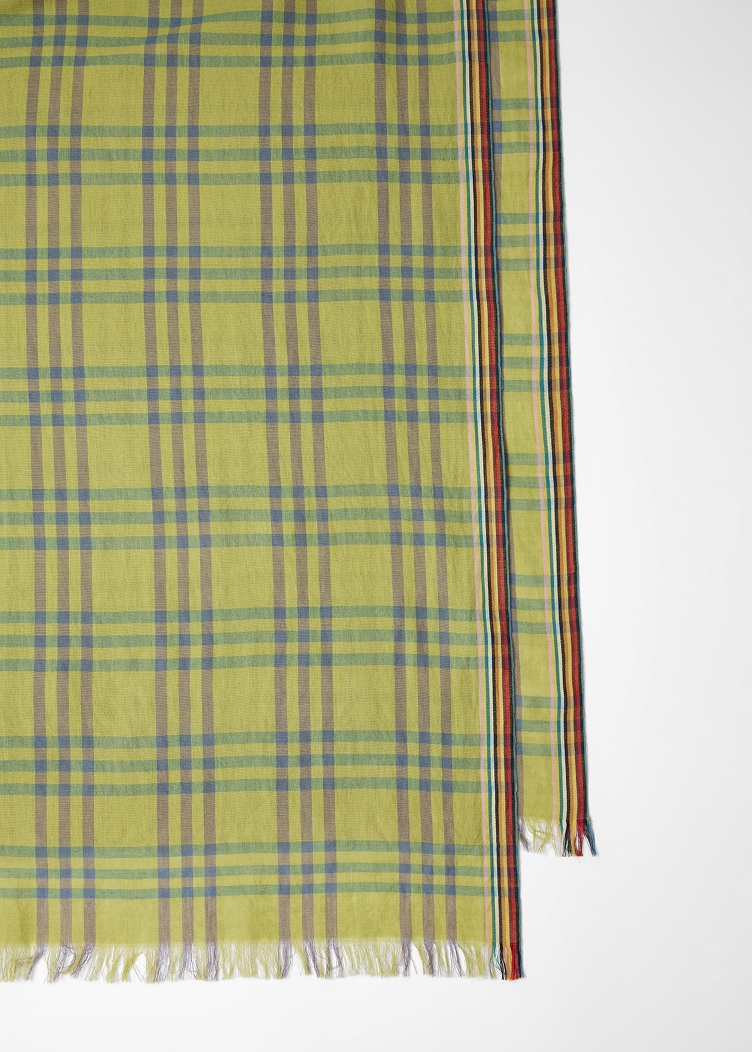 Green 'Signature Stripe' Check Scarf - 2