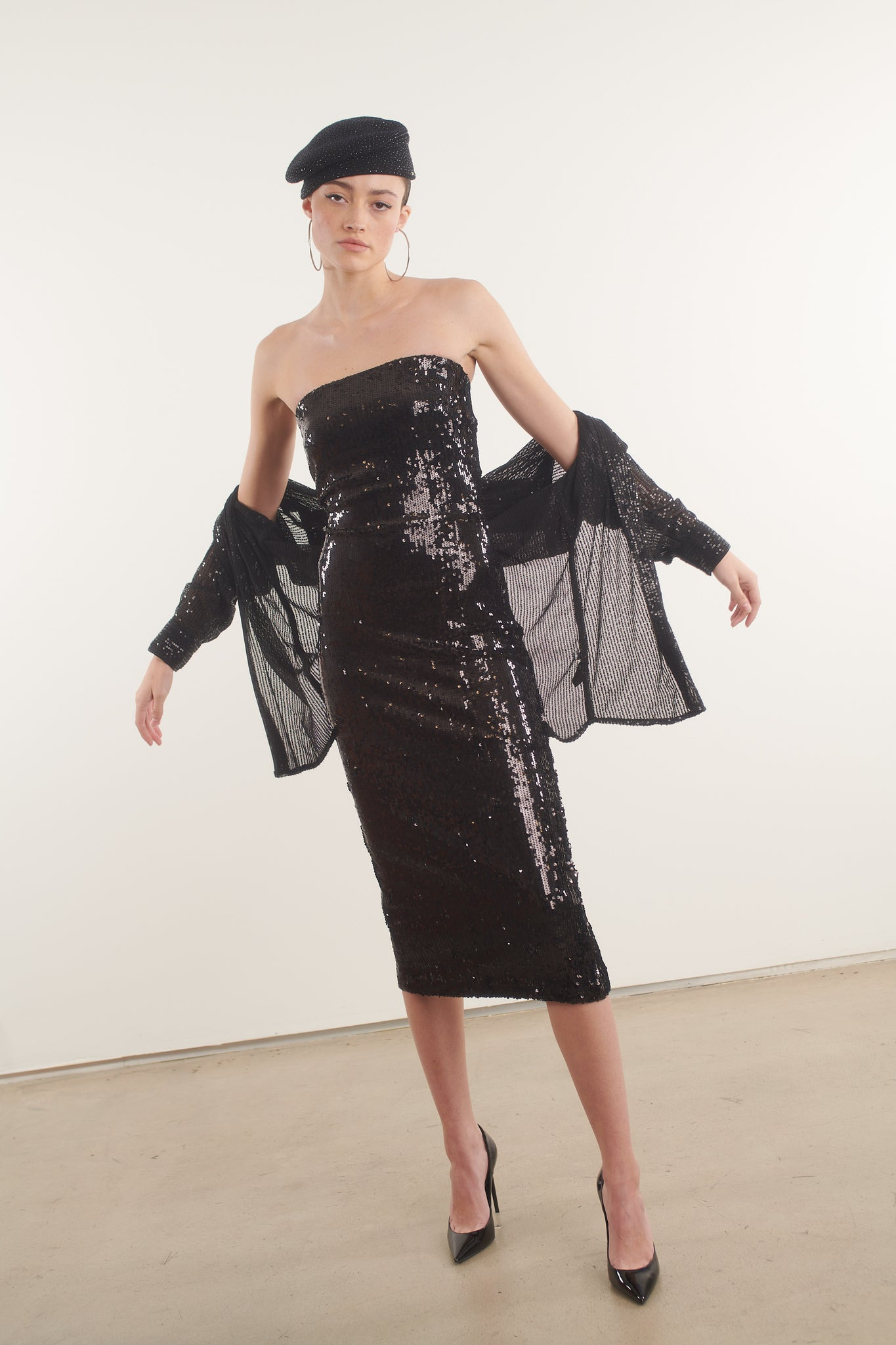 BLACK SEQUIN TUBE DRESS - 7