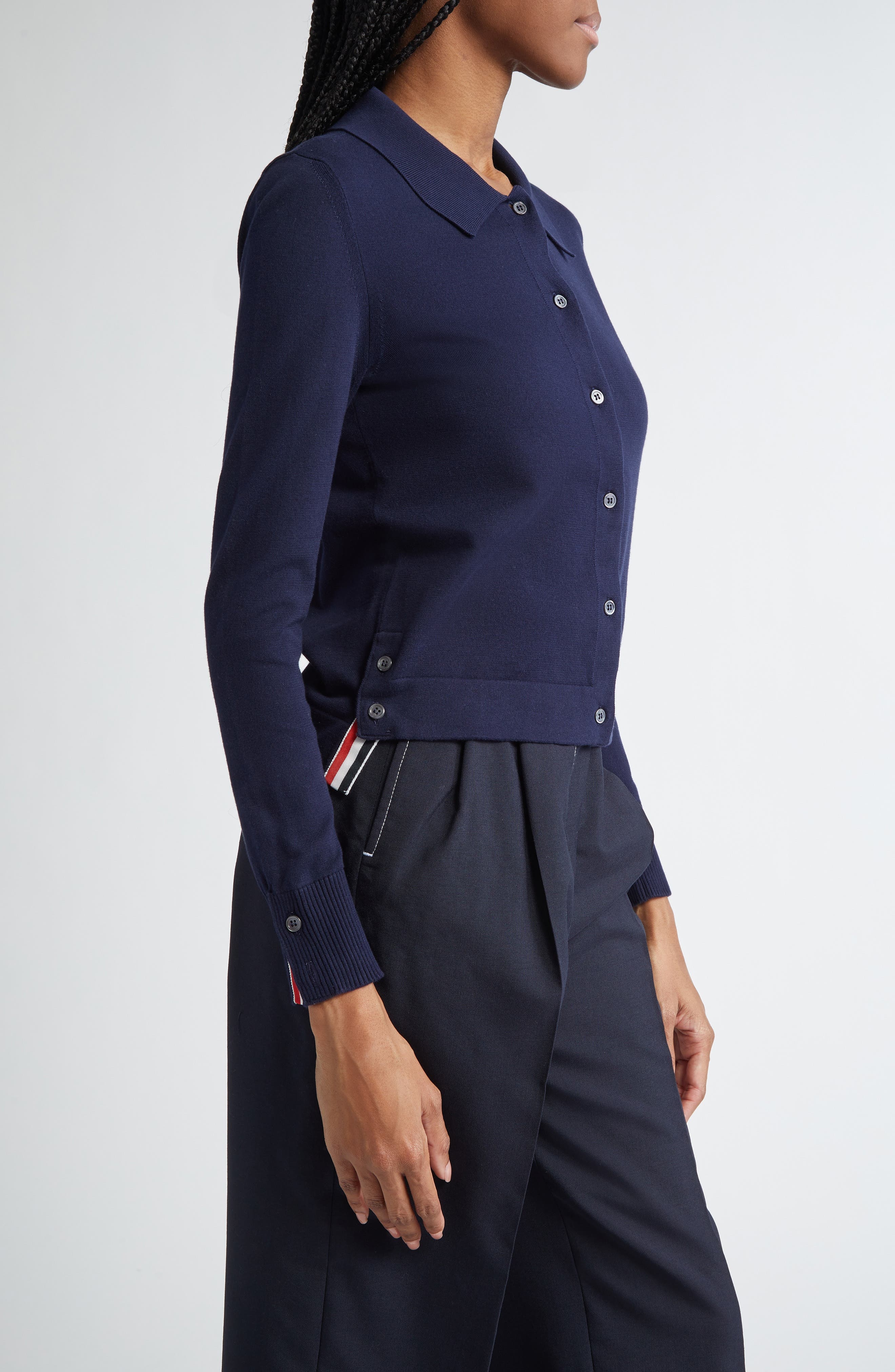 Thom Browne 4-Bar Jersey Stitch Cardigan in Navy at Nordstrom - 3