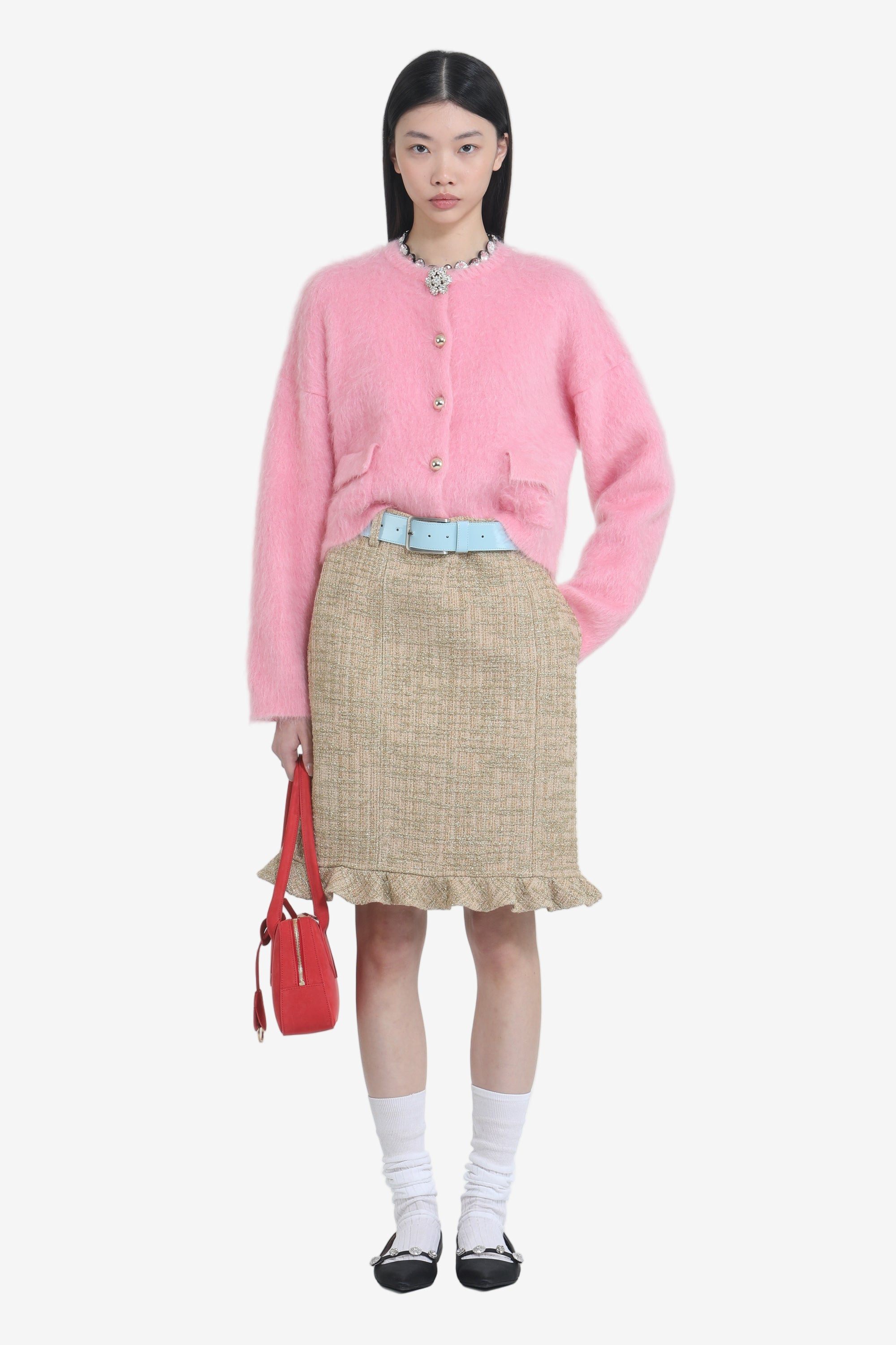 CREW NECK CARDIGAN WITH JEWEL BUTTONS - 4