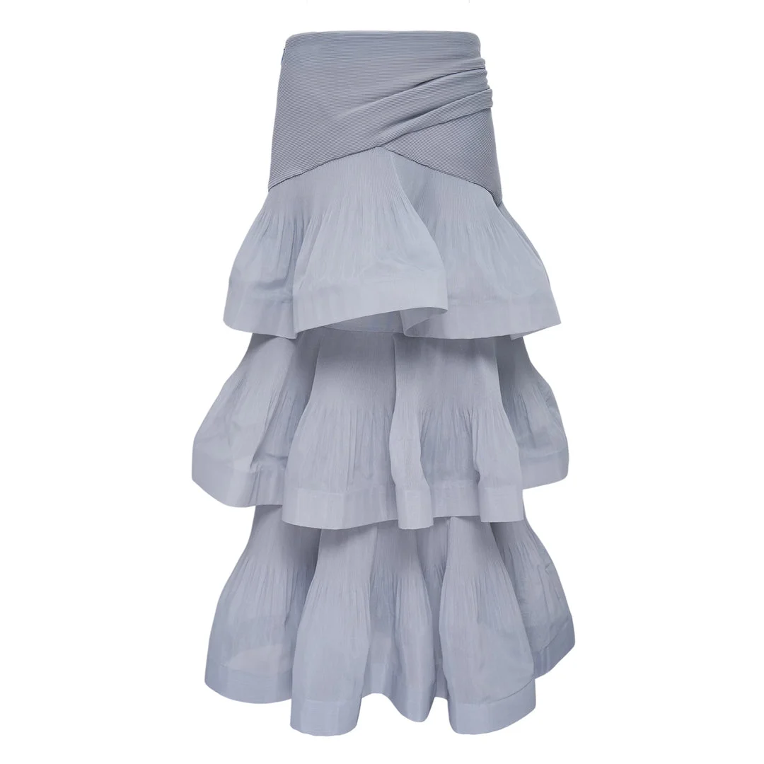 Pleated Tiered Midi Skirt - 1