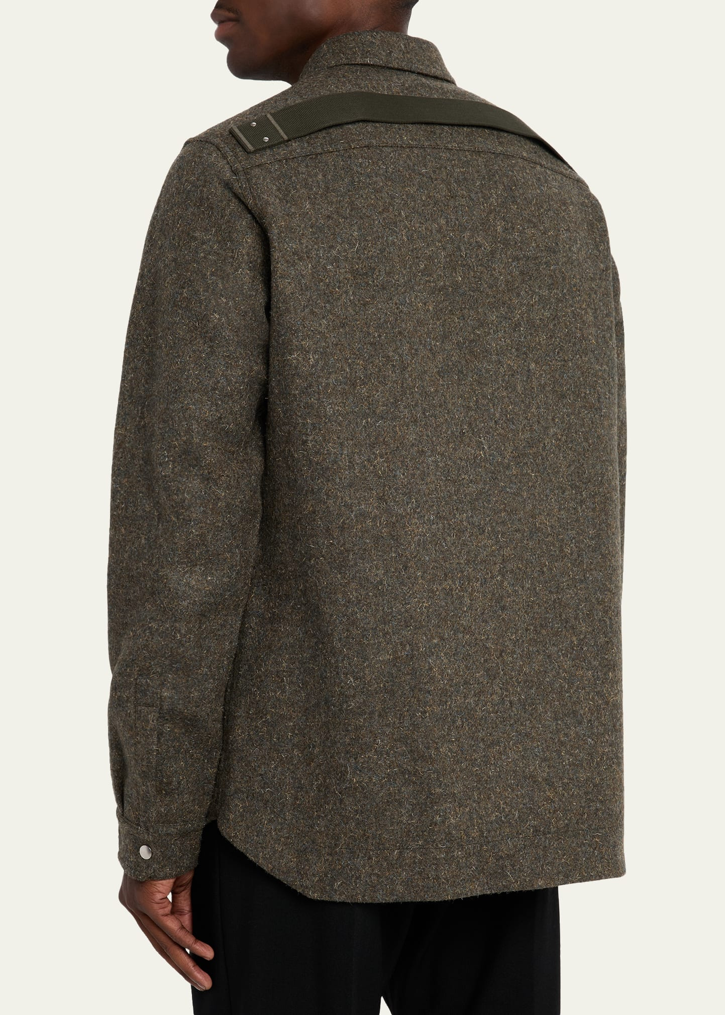 Men's Melange Wool Snap-Front Overshirt - 3
